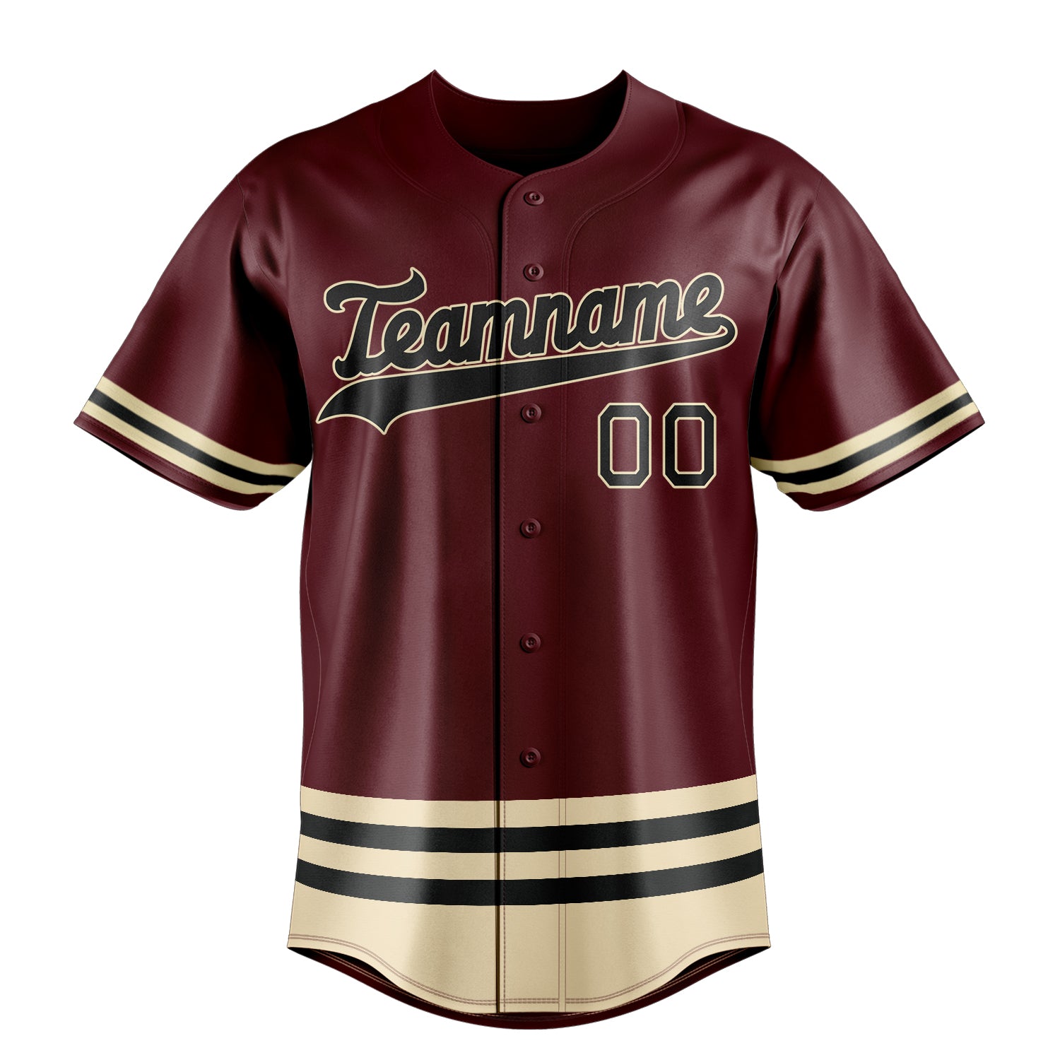 Custom Burgundy & Black Double Stripe Fan Baseball Jersey