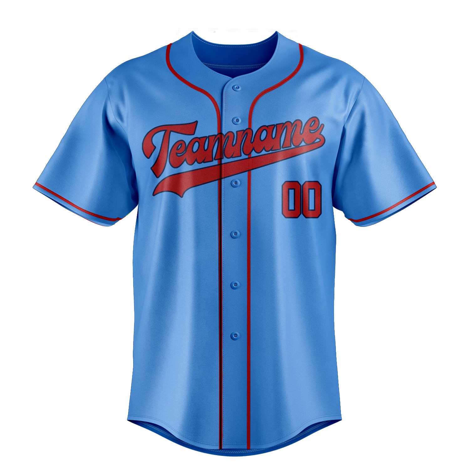 Custom Electric Blue & Red Color Fan Baseball Jersey