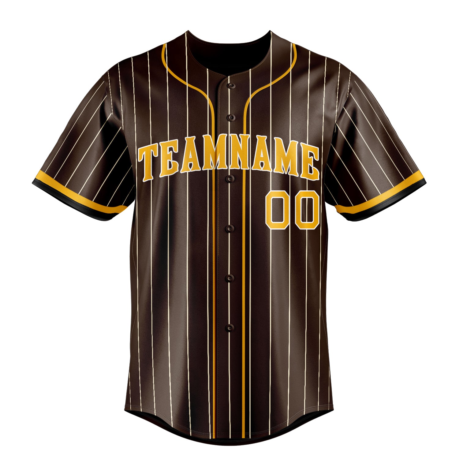 Custom Brown & Yellow Cream Pinstripe Fan Baseball Jersey