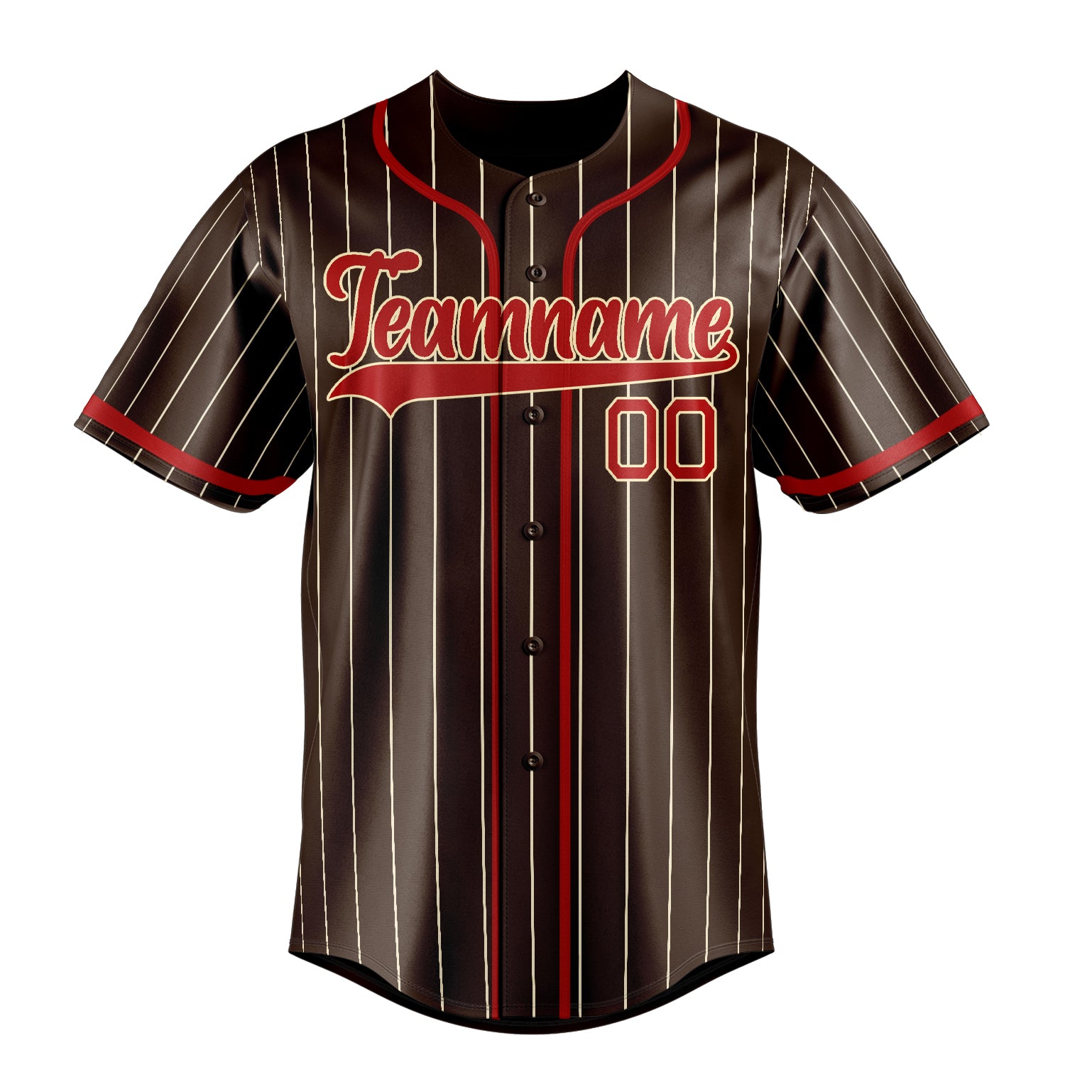 Custom Brown & Red Cream Pinstripe Fan Baseball Jersey