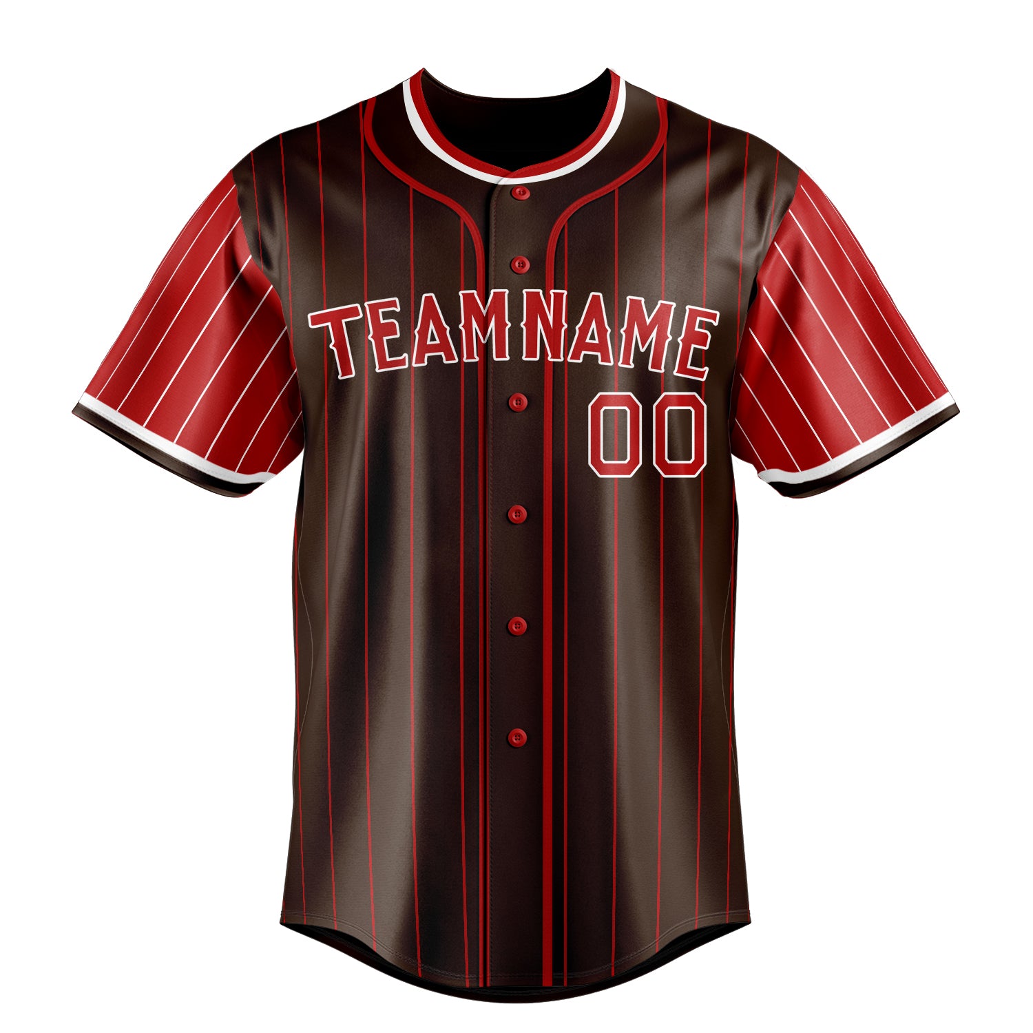 Custom Brown & Red Red Pinstripe Fan Baseball Jersey