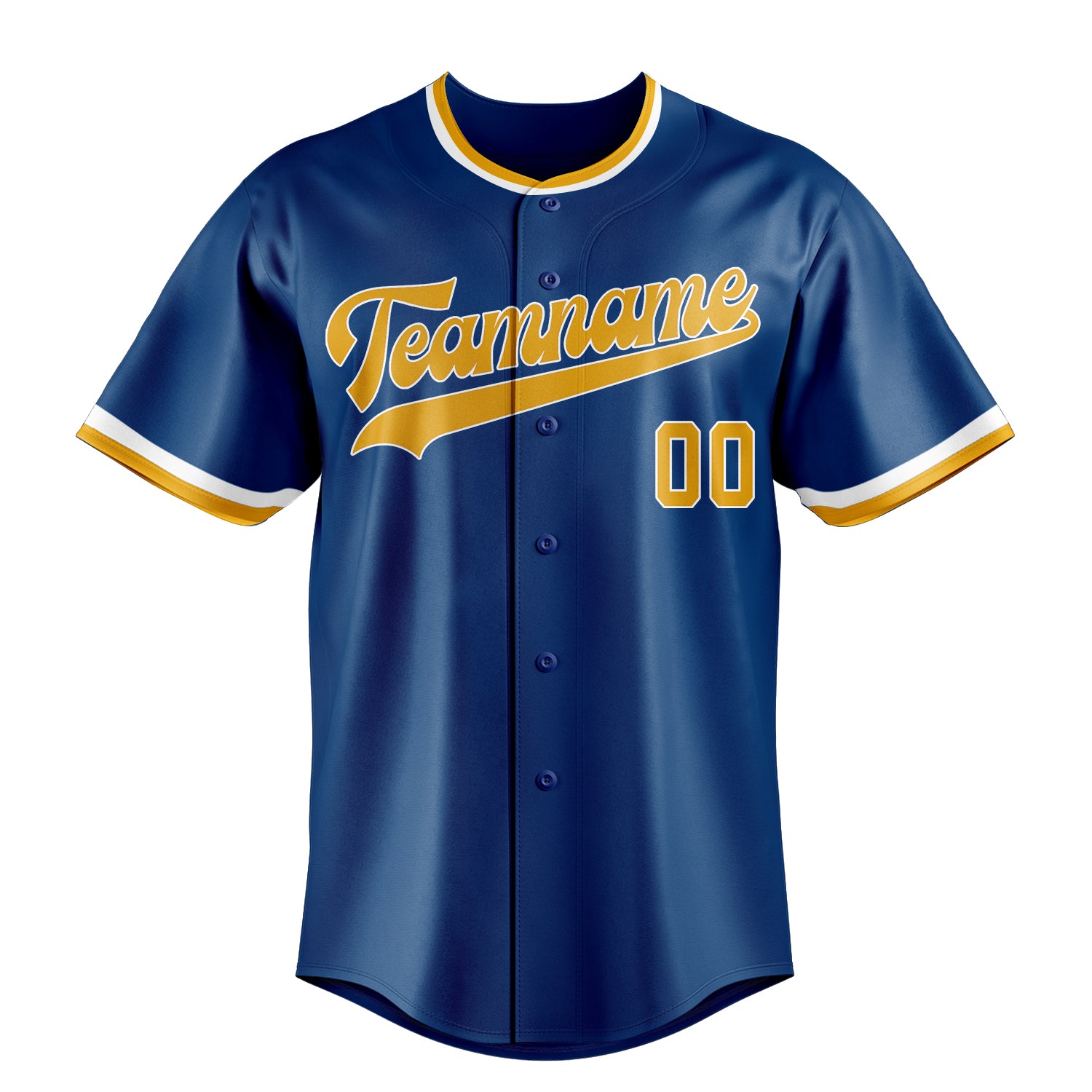 Custom Blue & Gold Color Fan Baseball Jersey