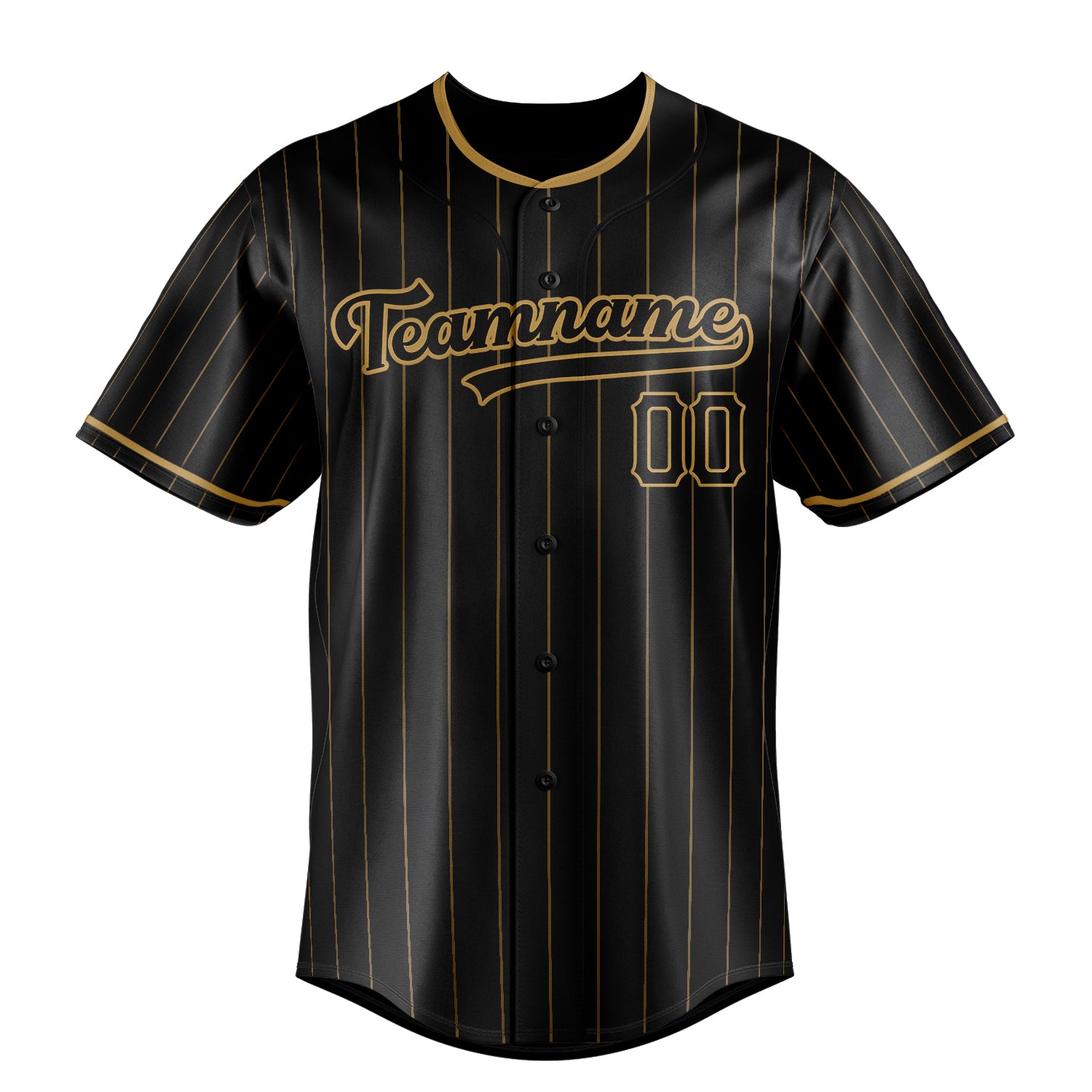 Custom Black & Old Gold Old Gold Pinstripe Fan Baseball Jersey