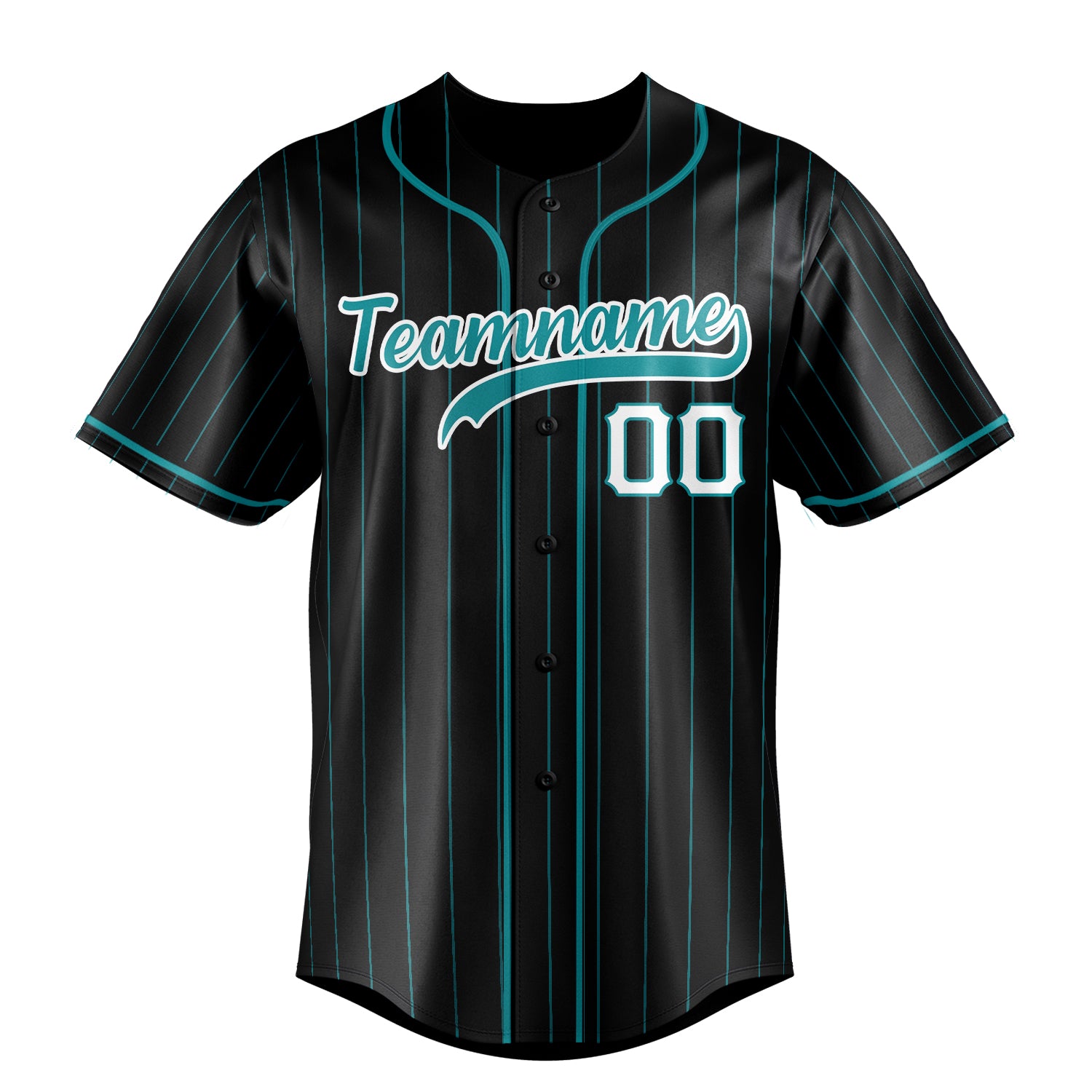 Custom Black & Aqua Aqua Pinstripe Fan Baseball Jersey
