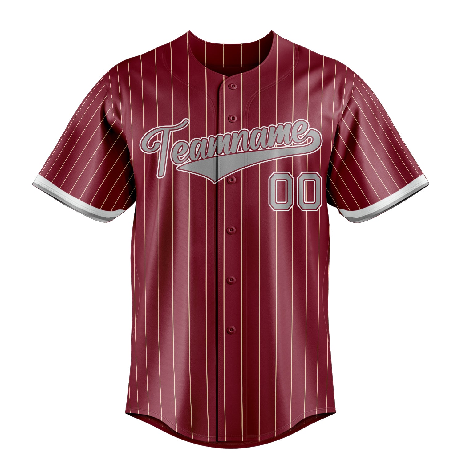 Custom Crimson & Gray Cream Pinstripe Fan Baseball Jersey