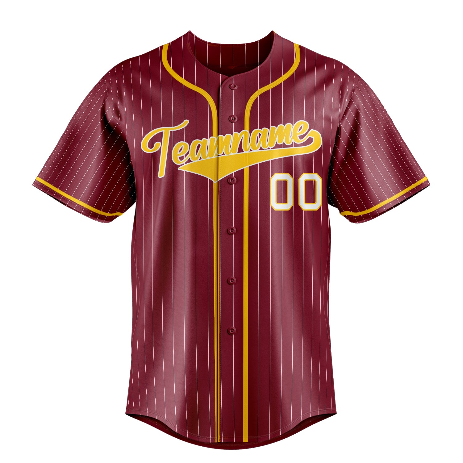 Custom Crimson & Gold White Pinstripe Fan Baseball Jersey