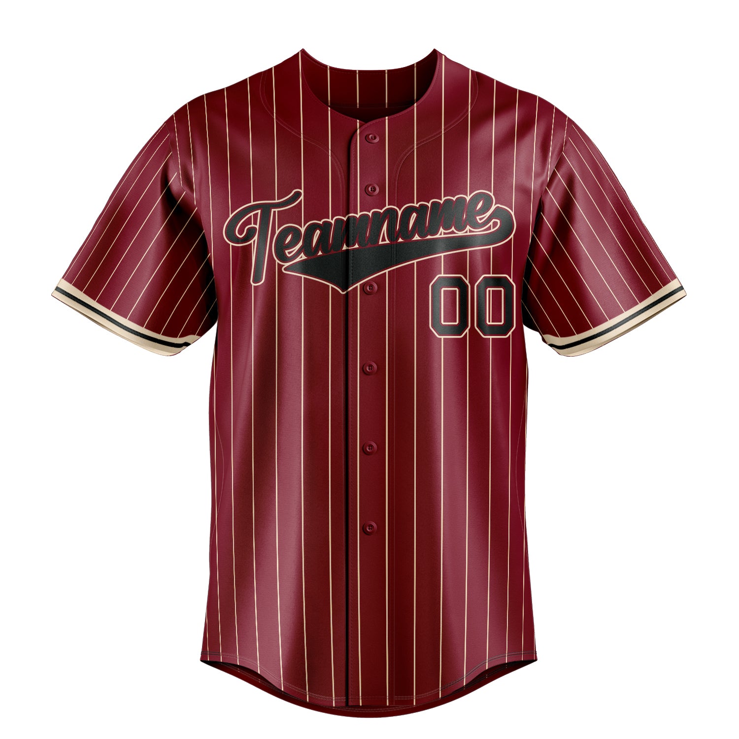 Custom Crimson & Black Cream Pinstripe Fan Baseball Jersey
