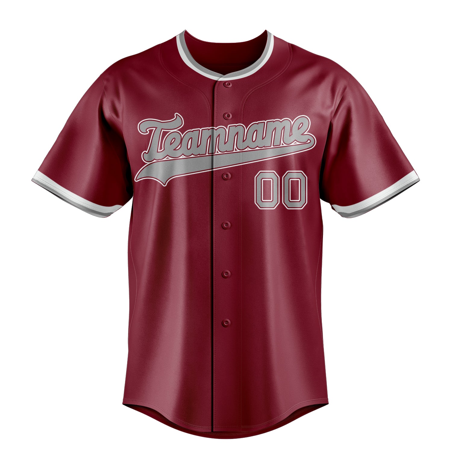 Custom Crimson & Steel Gray Color Fan Baseball Jersey