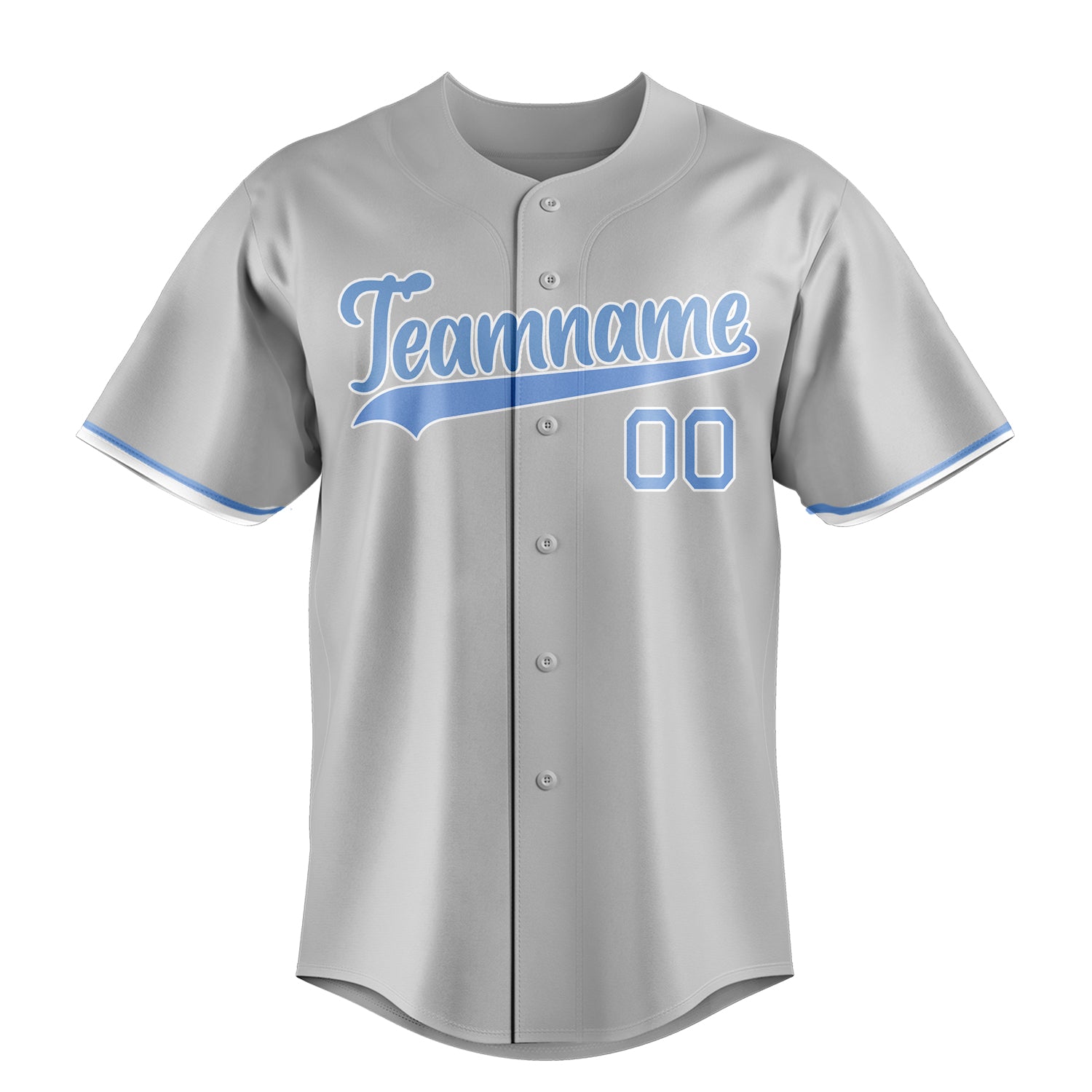 Custom Gray & Light Blue Color Fan Baseball Jersey
