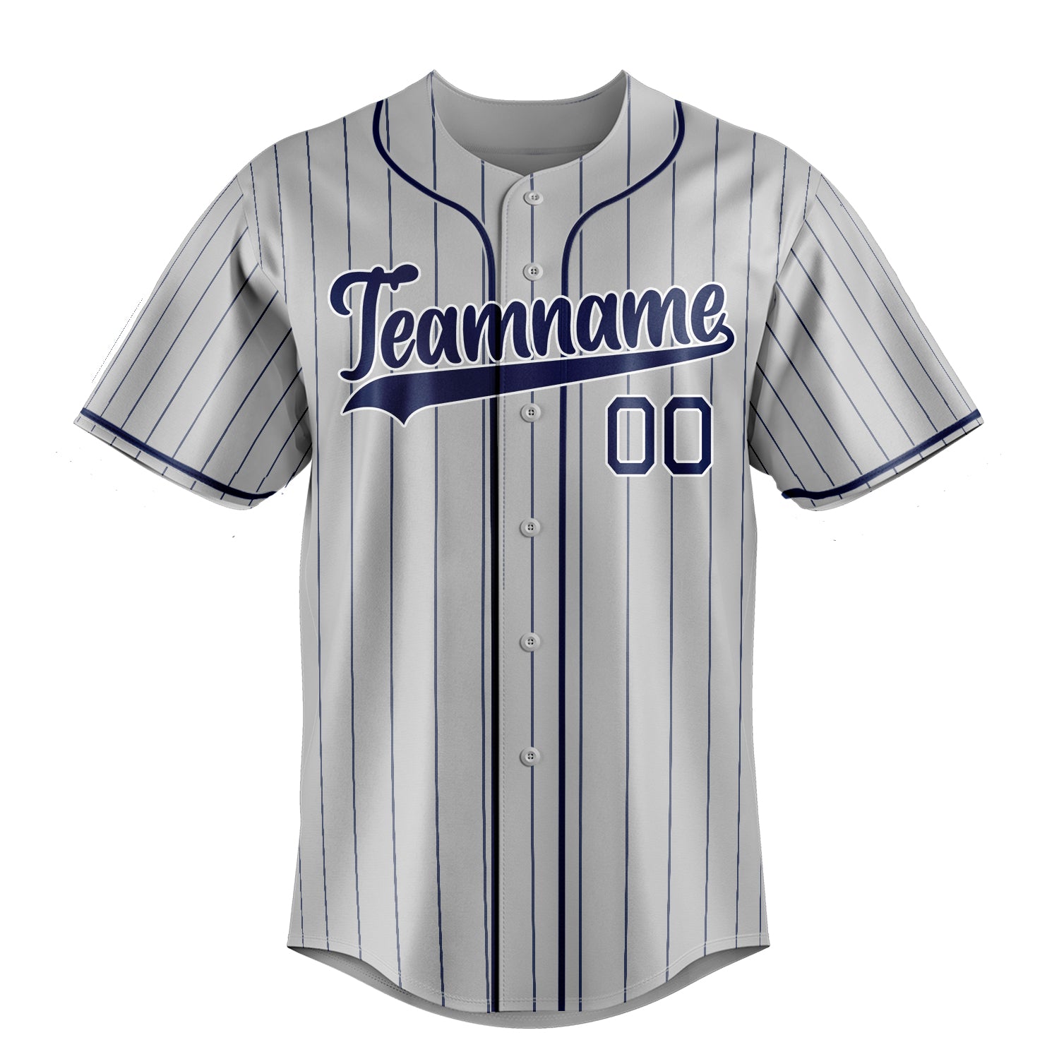 Custom Gray & Navy Navy Pinstripe Fan Baseball Jersey