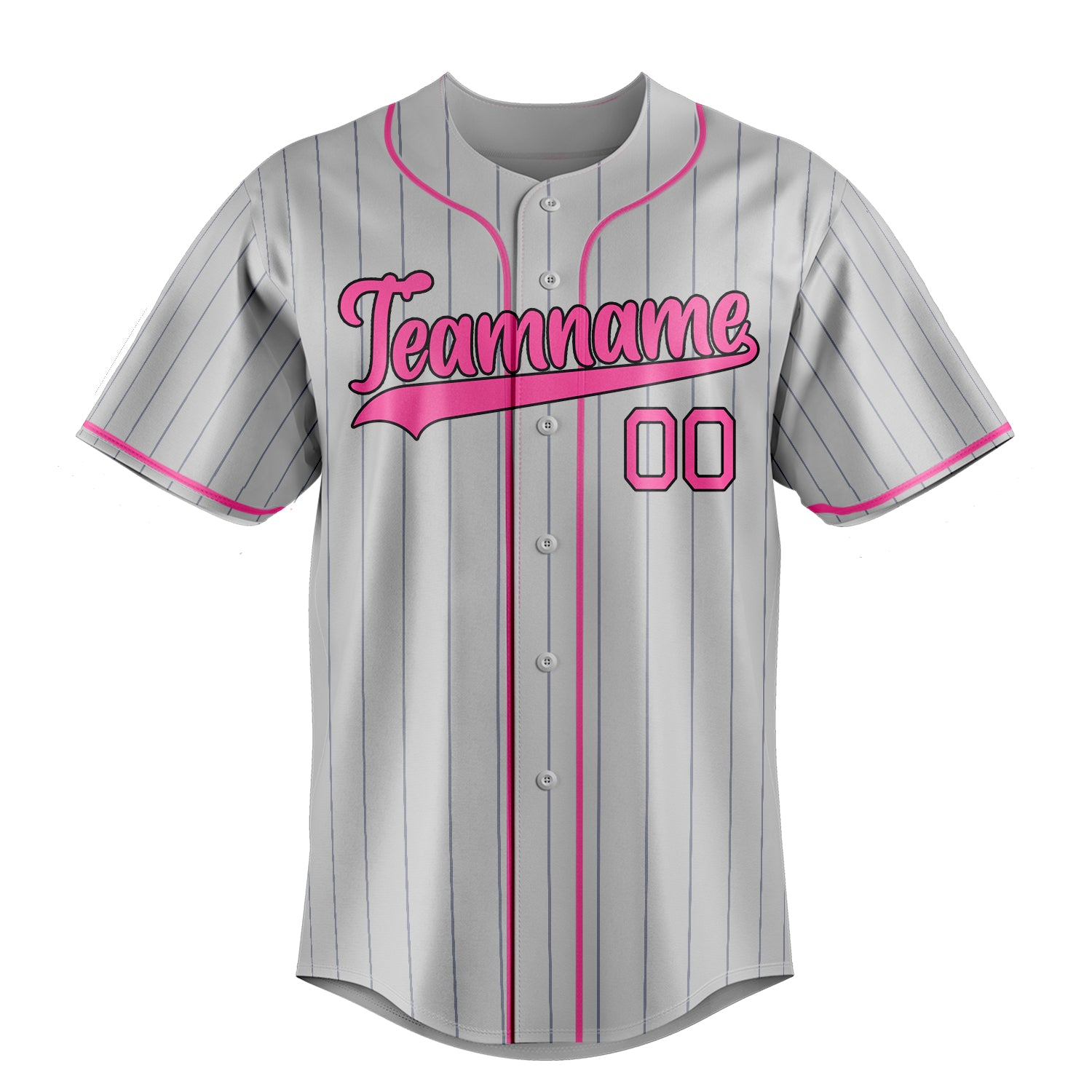 Custom Gray & Pink Black Pinstripe Fan Baseball Jersey