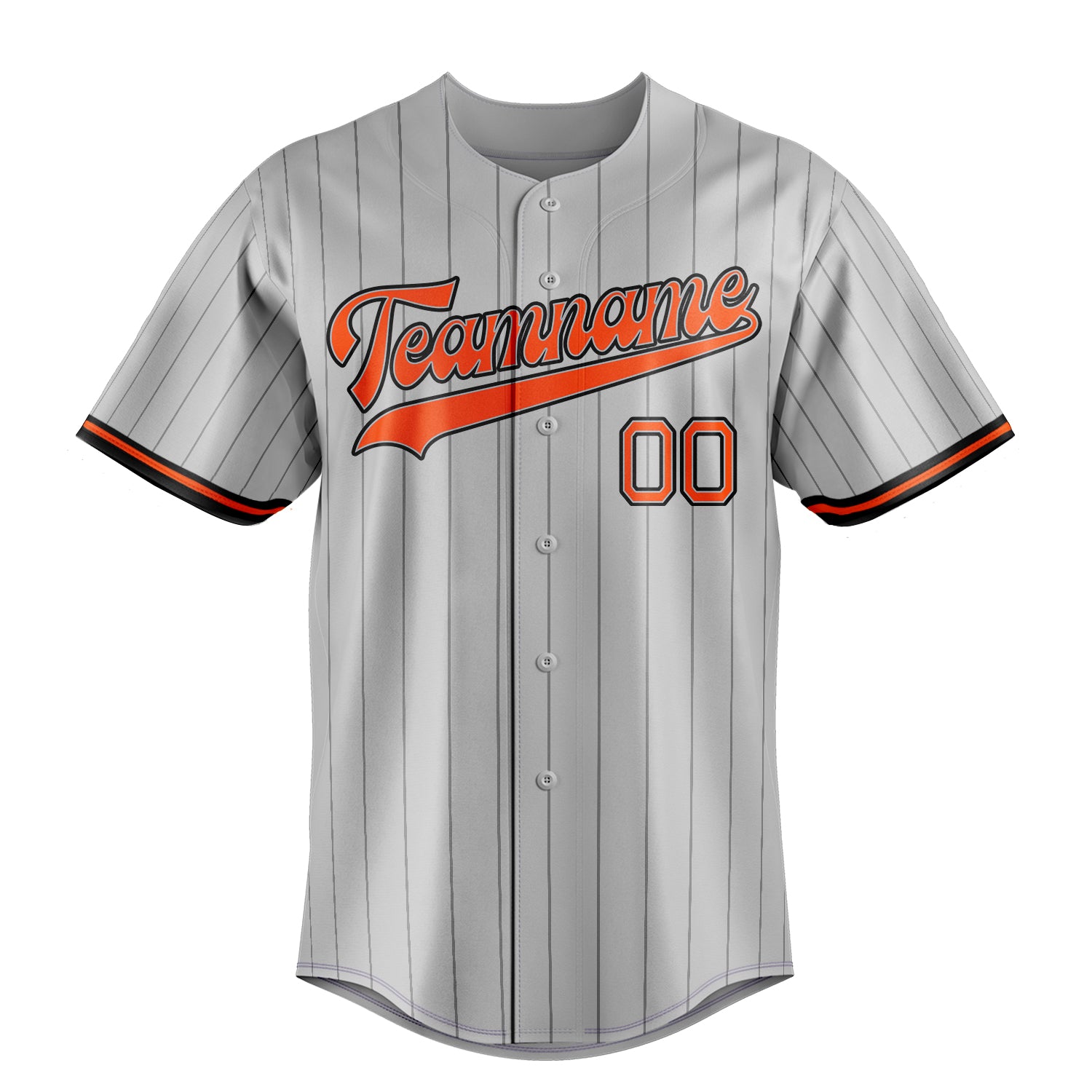 Custom Gray & Orange Black Pinstripe Fan Baseball Jersey