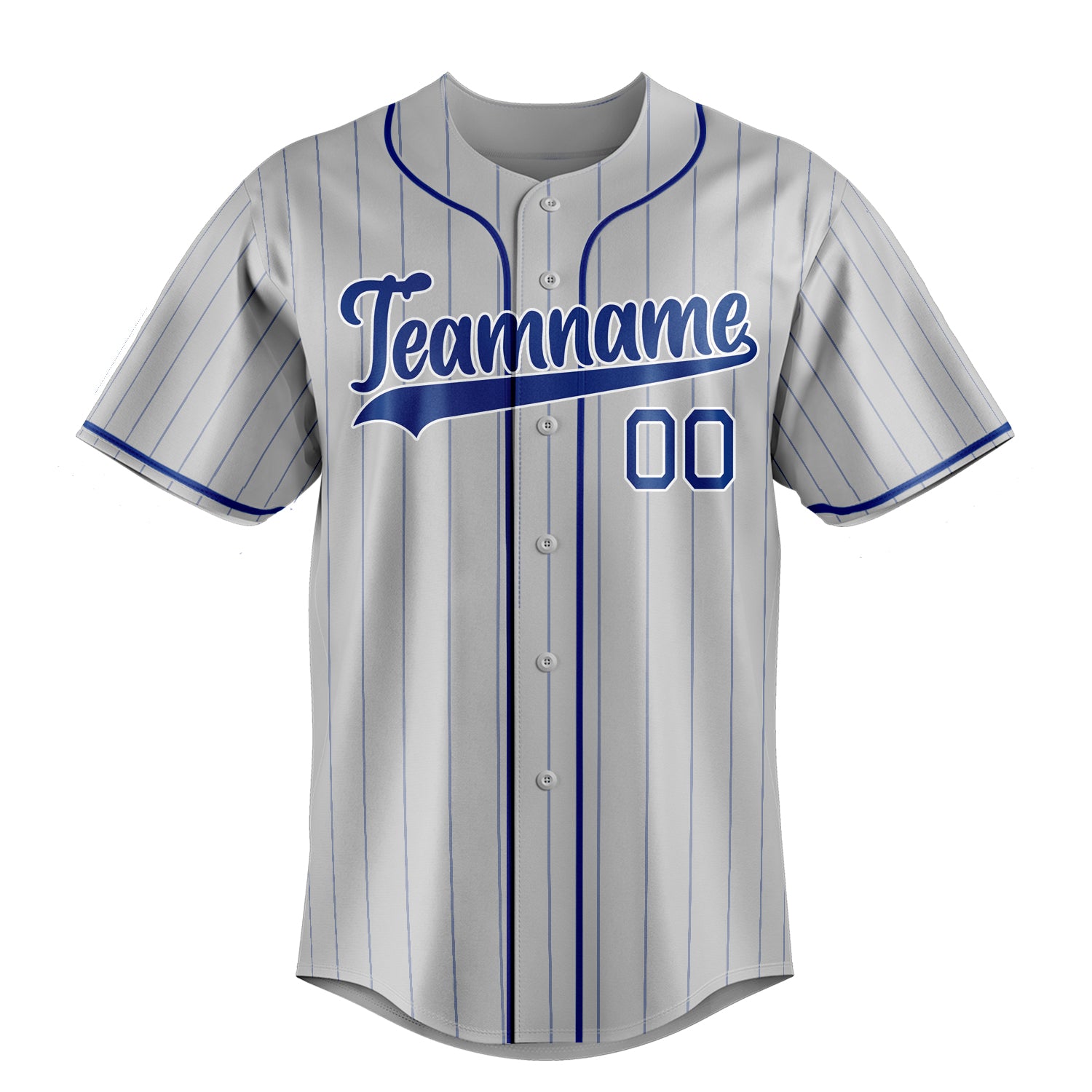 Custom Gray & Royal Royal Pinstripe Fan Baseball Jersey