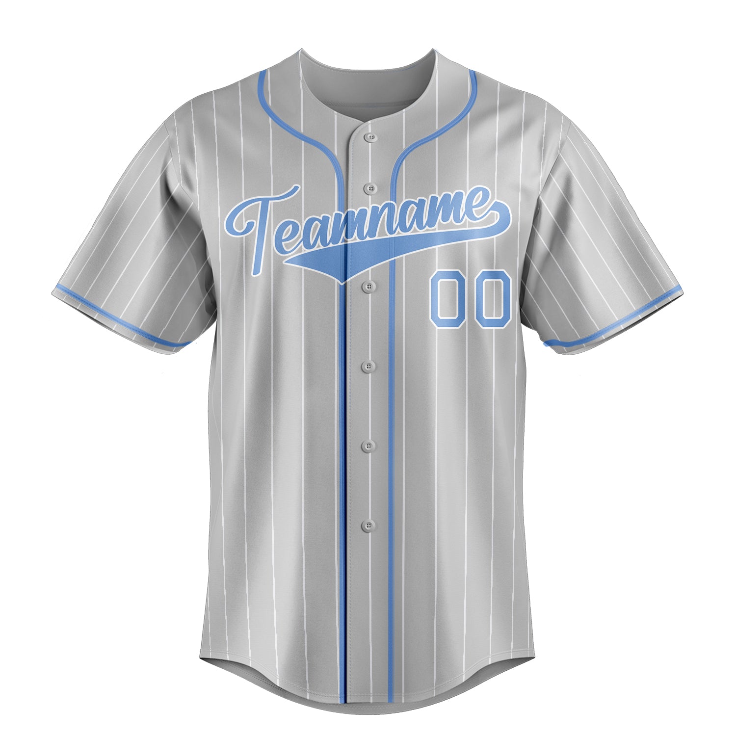Custom Gray & Light Blue White Pinstripe Fan Baseball Jersey