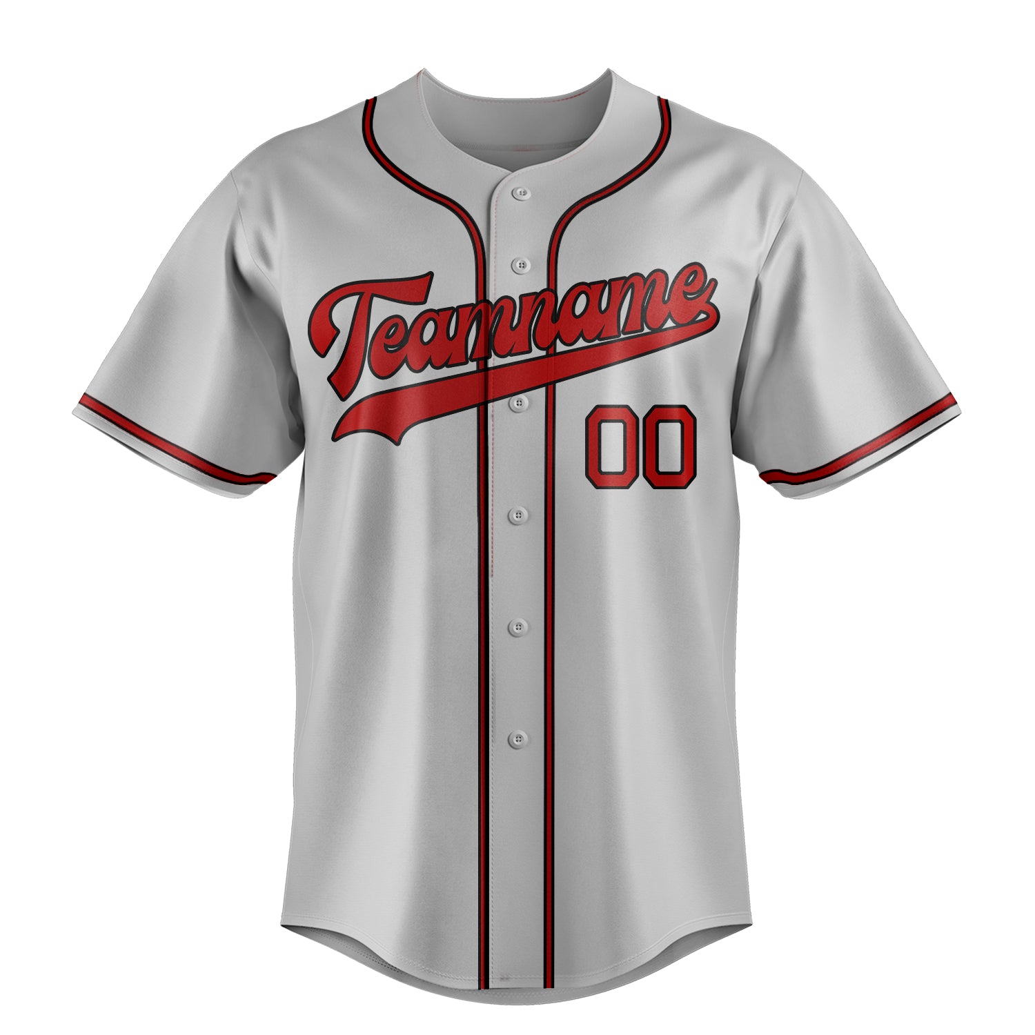 Custom Gray & Red Color Fan Baseball Jersey