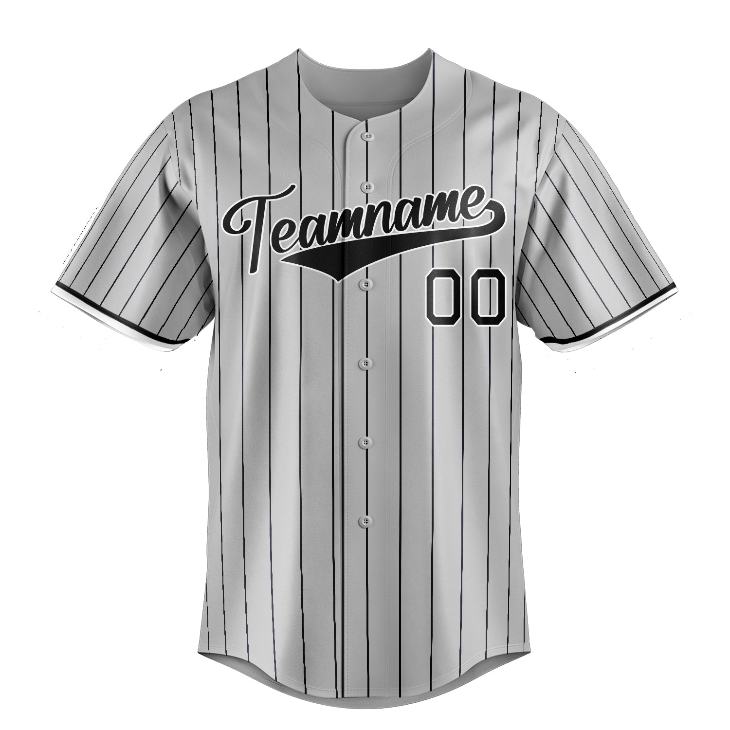Custom Gray & Black Black Pinstripe Fan Baseball Jersey