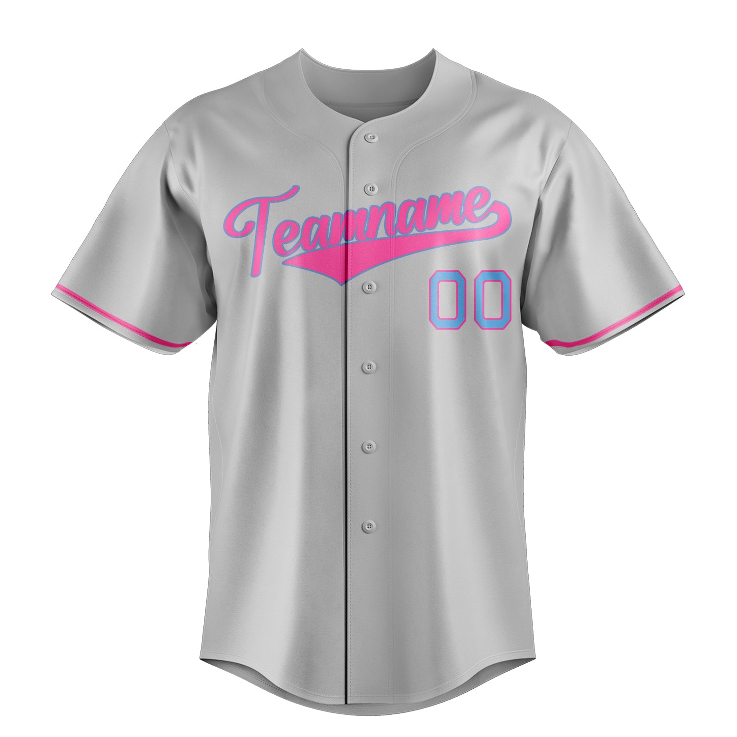 Custom Gray & Pink Color Fan Baseball Jersey