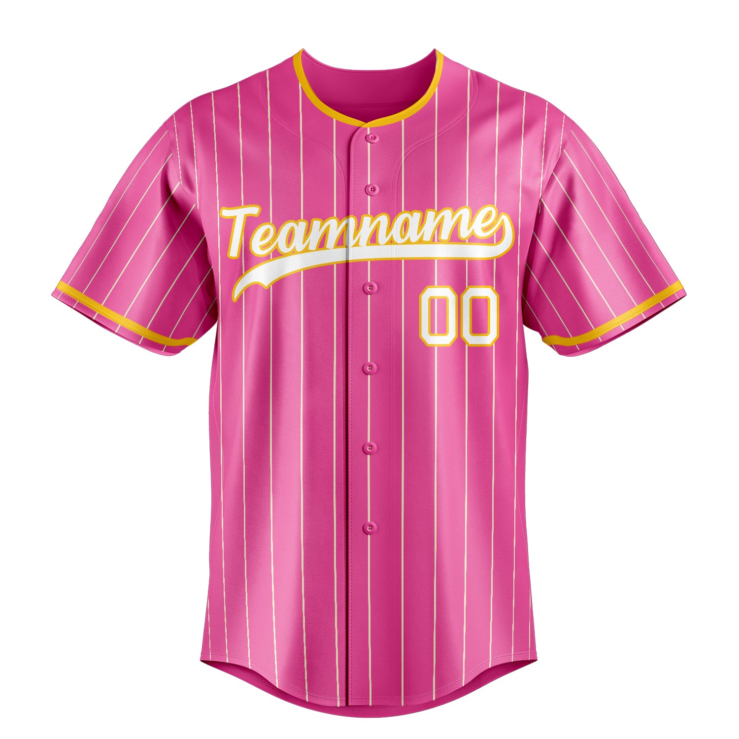 Custom Pink & White Cream Pinstripe Fan Baseball Jersey