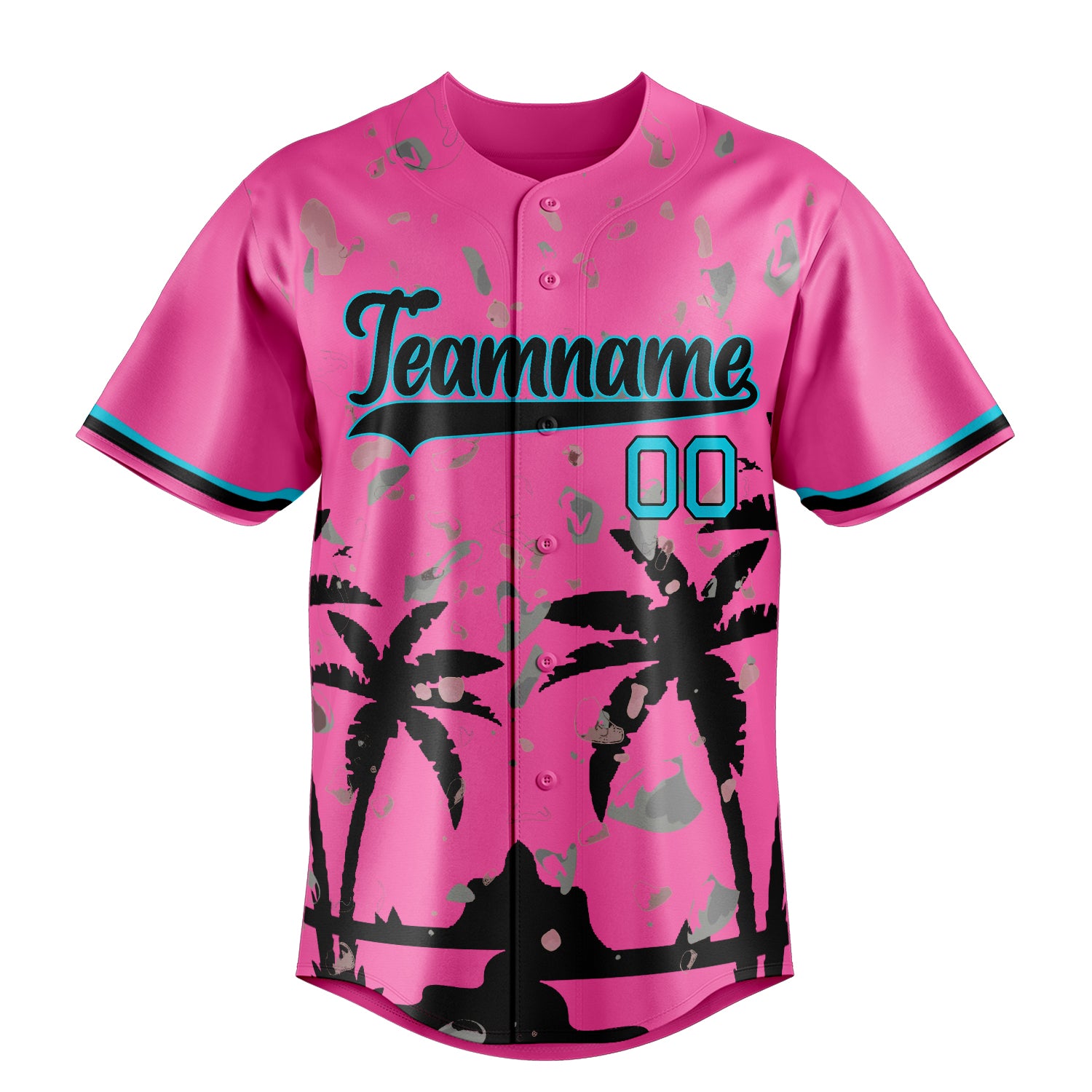 Custom Pink & Black 3D Miami Palm Trees Fan Baseball Jersey