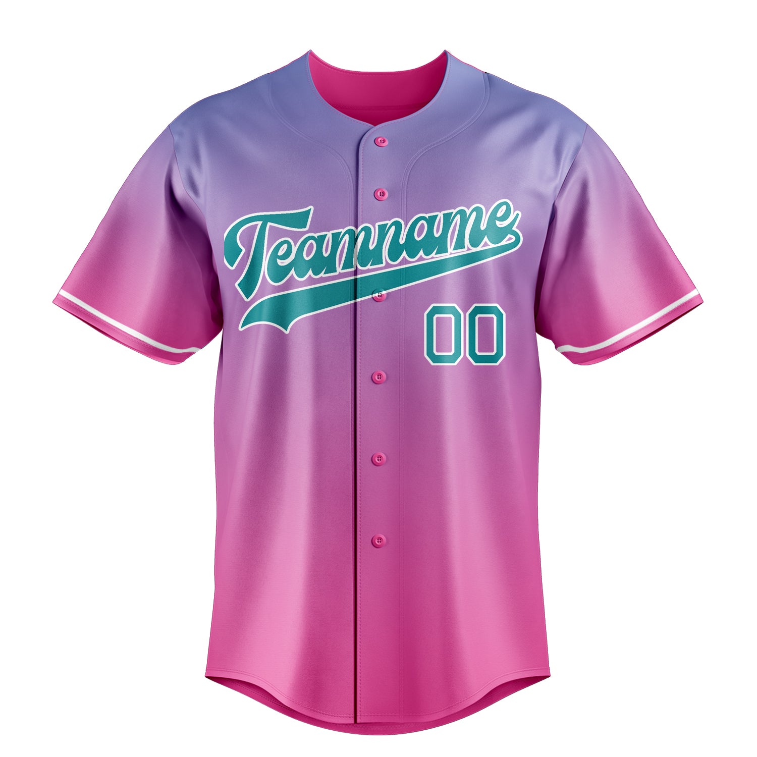 Custom Pink & Teal Pink Blue Gradient Fan Baseball Jersey