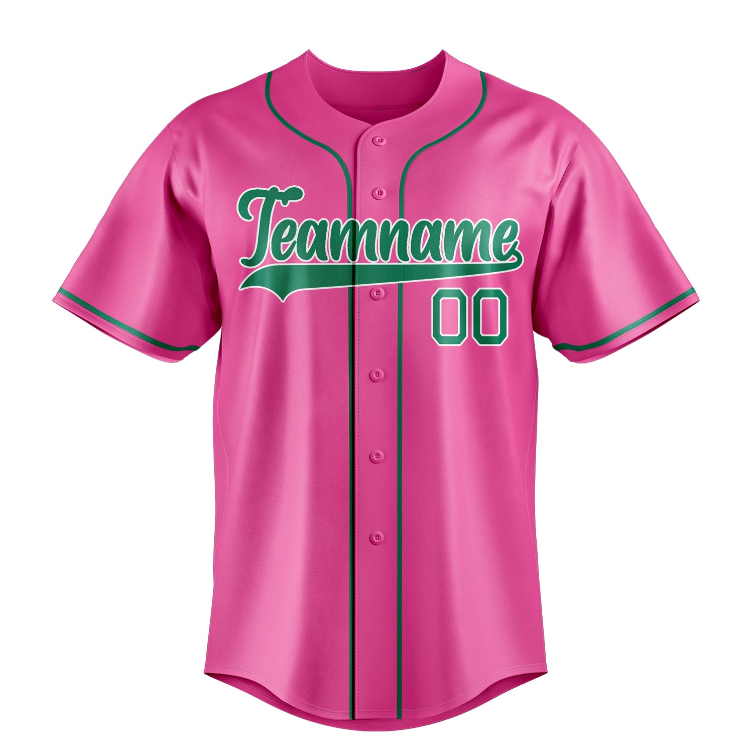Custom Pink & Kelly Green Color Fan Baseball Jersey