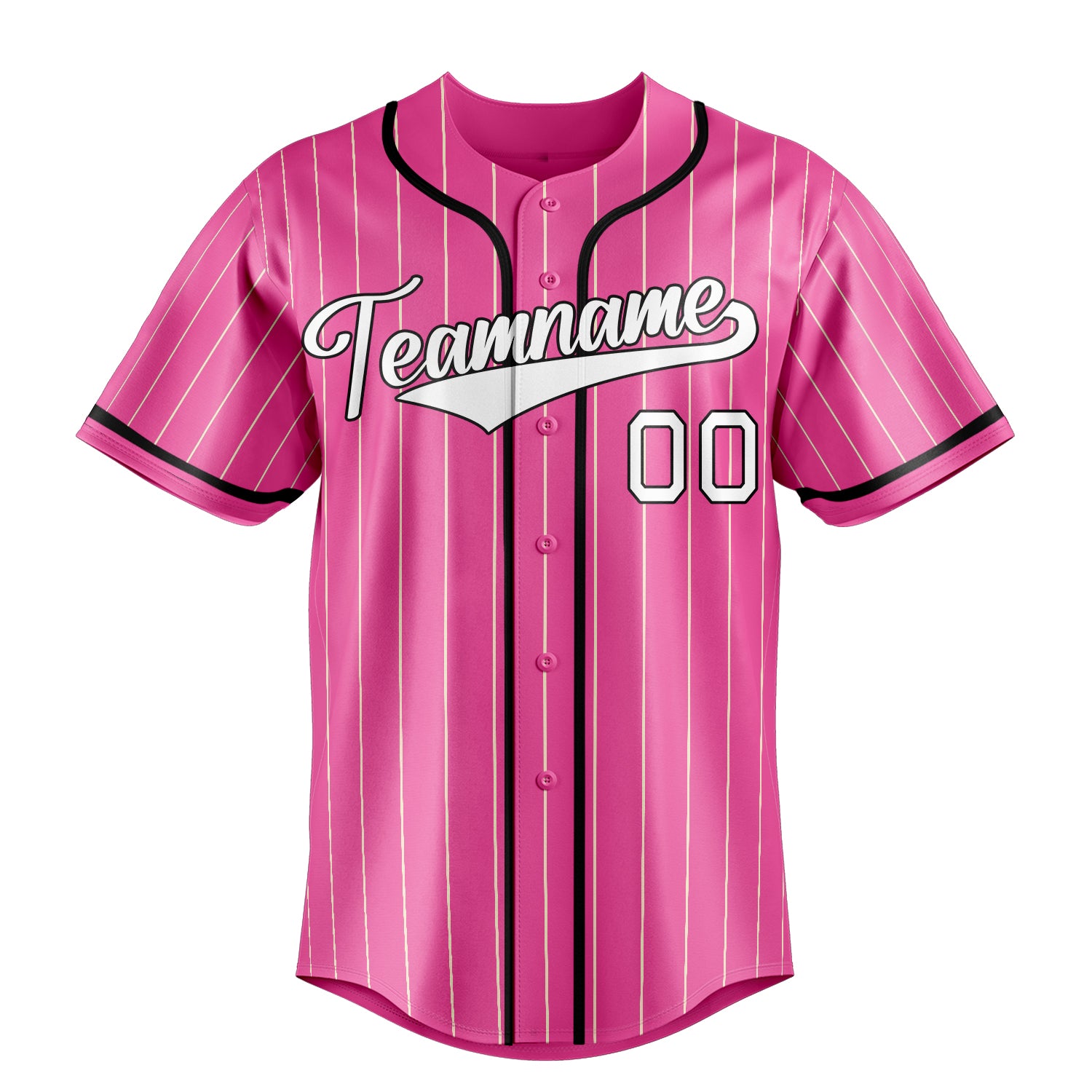 Custom Pink & White Cream Pinstripe Fan Baseball Jersey