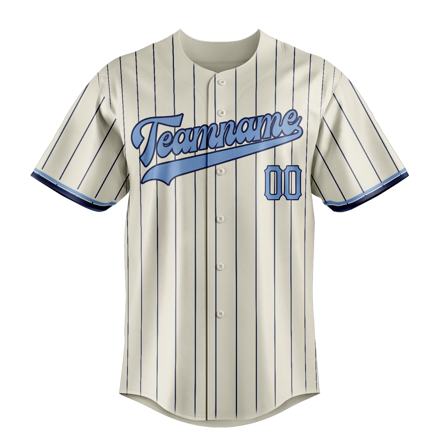 Custom Cream & Light Blue Navy Pinstripe Fan Baseball Jersey