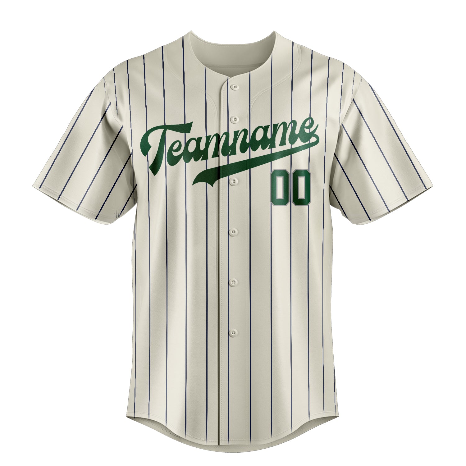 Custom Cream & Green Gray Pinstripe Fan Baseball Jersey