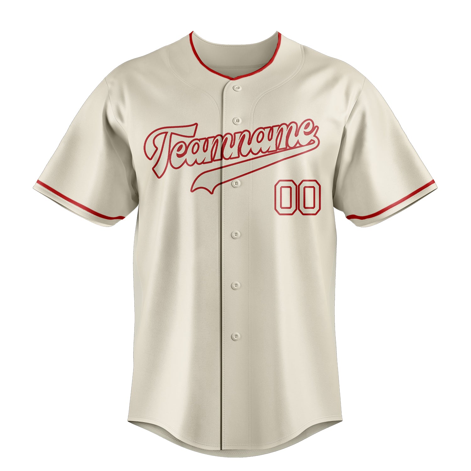Custom Cream & Red Color Fan Baseball Jersey
