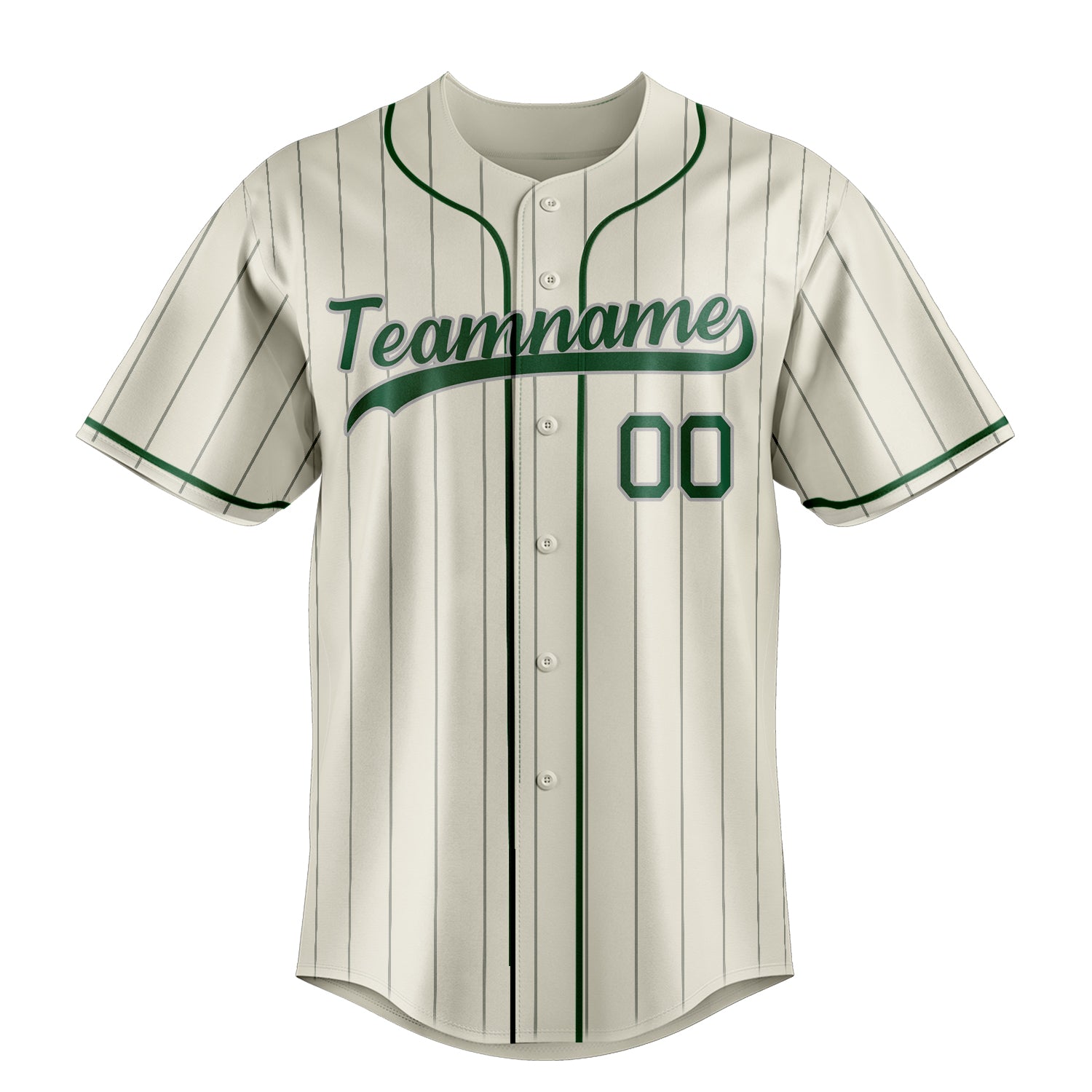 Custom Cream & Green Gray Pinstripe Fan Baseball Jersey