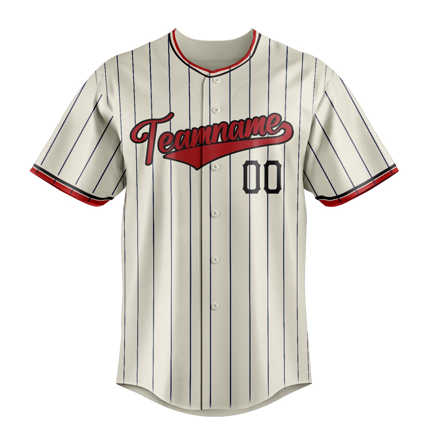 Custom Cream & Red Black Pinstripe Fan Baseball Jersey