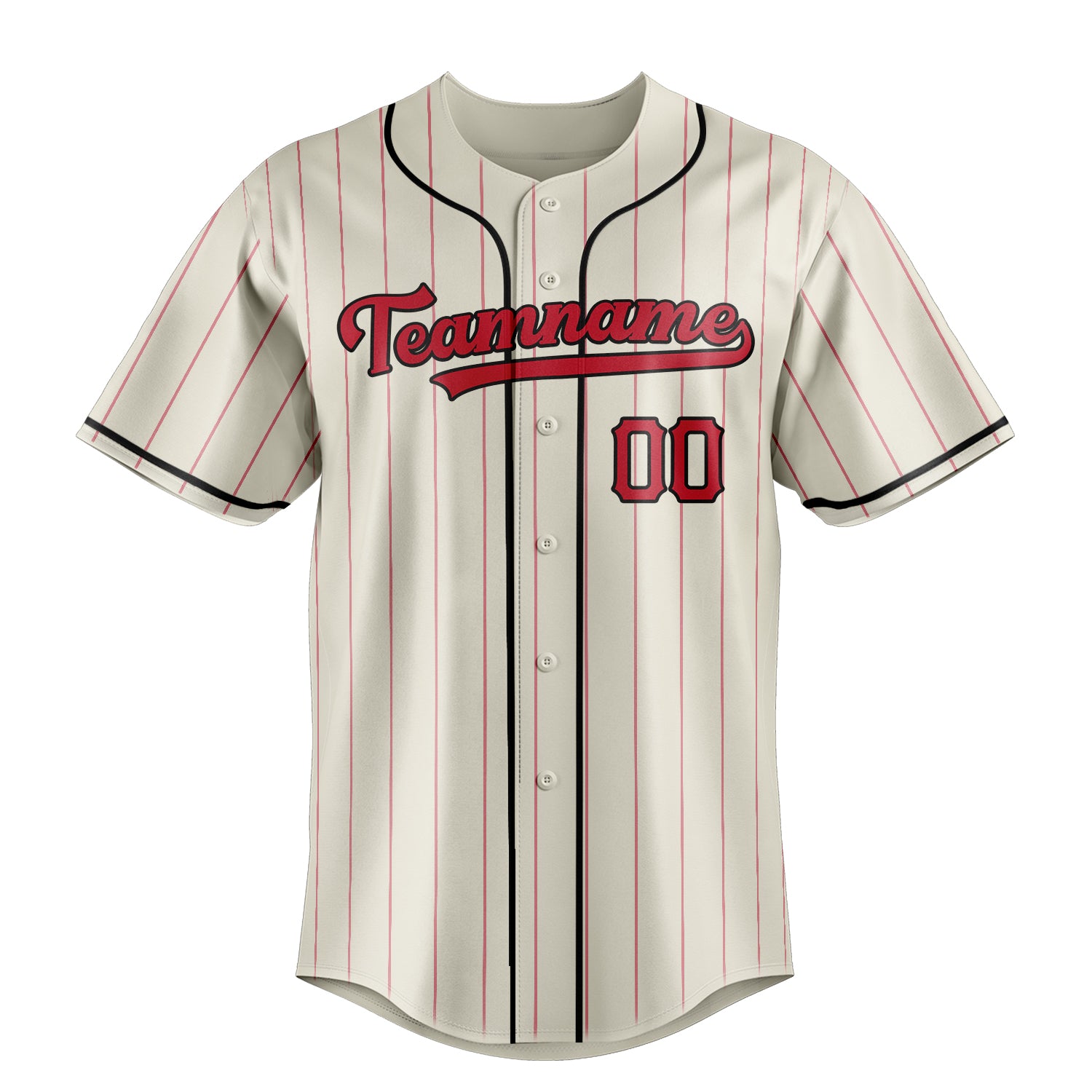 Custom Cream & Red Red Pinstripe Fan Baseball Jersey