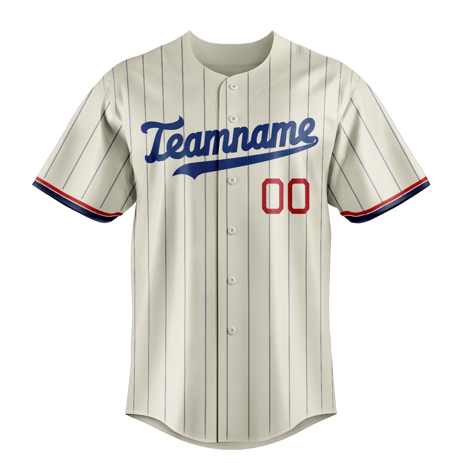 Custom Cream & Royal Navy Pinstripe Fan Baseball Jersey