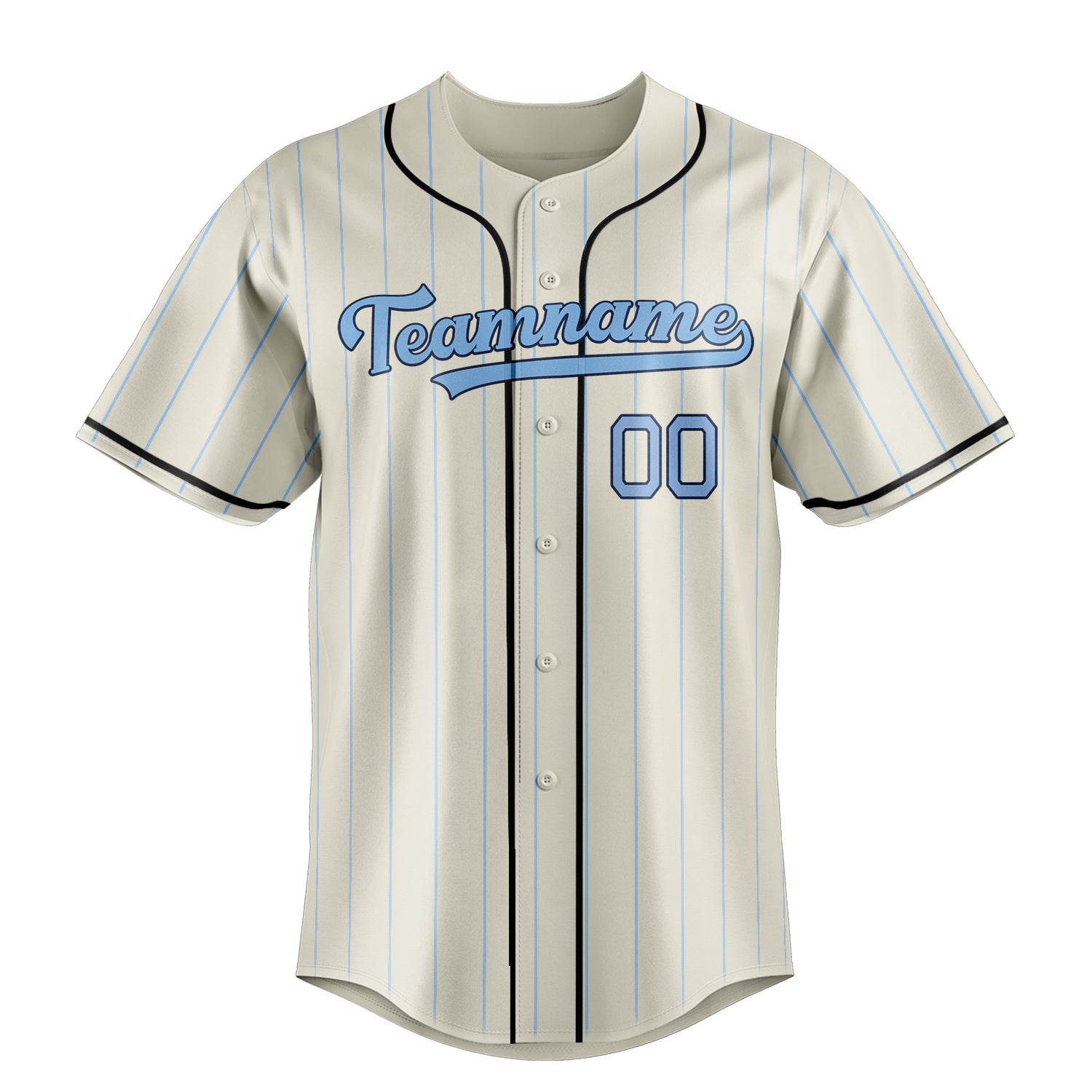 Custom Cream & Light Blue Light Blue Pinstripe Fan Baseball Jersey