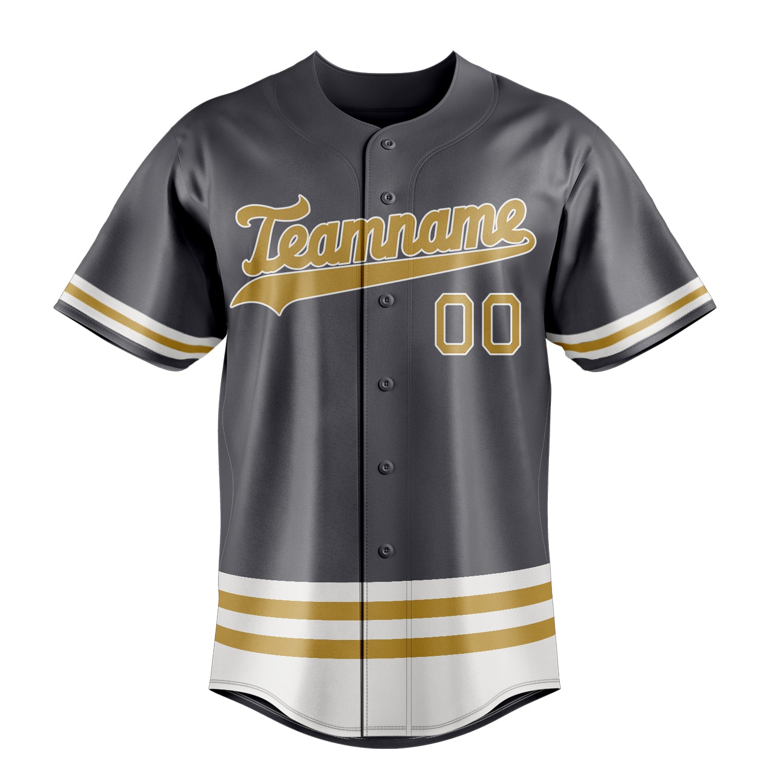 Custom Steel Gray & Old Gold Double Stripe Fan Baseball Jersey