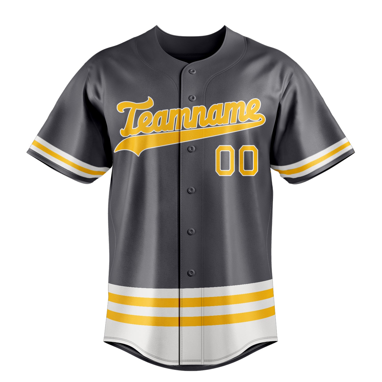 Custom Steel Gray & Gold Double Stripe Fan Baseball Jersey