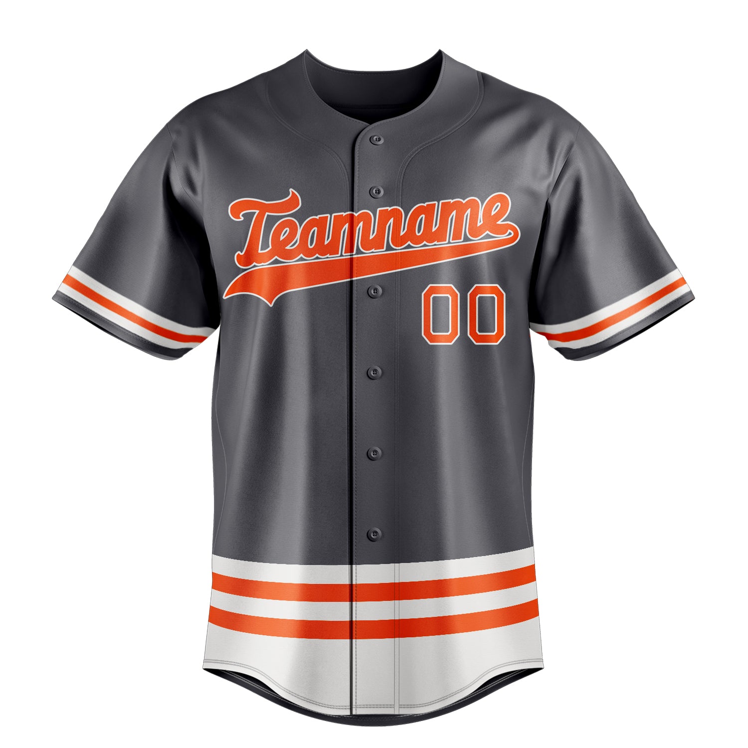 Custom Steel Gray & Orange Double Stripe Fan Baseball Jersey