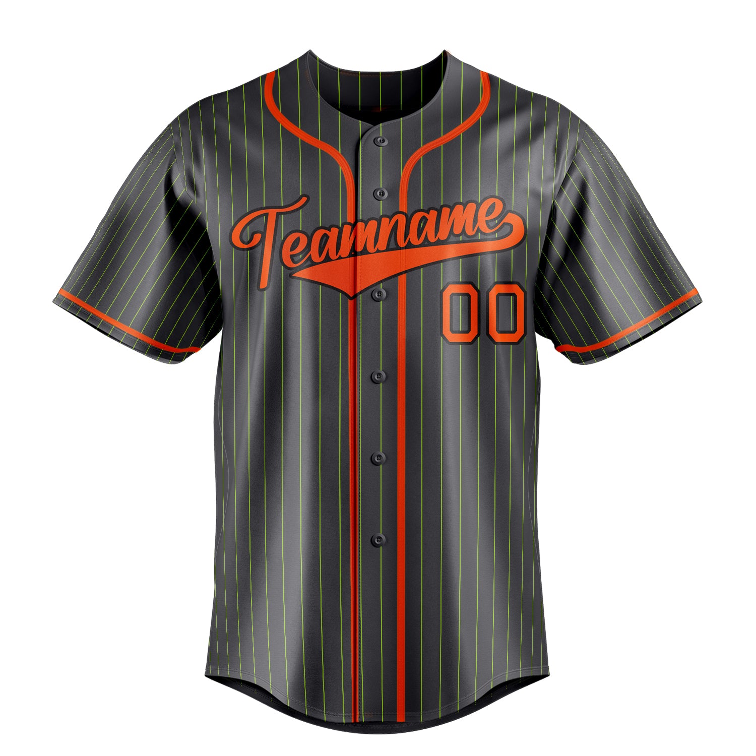 Custom Steel Gray & Orange Neon Green Pinstripe Fan Baseball Jersey