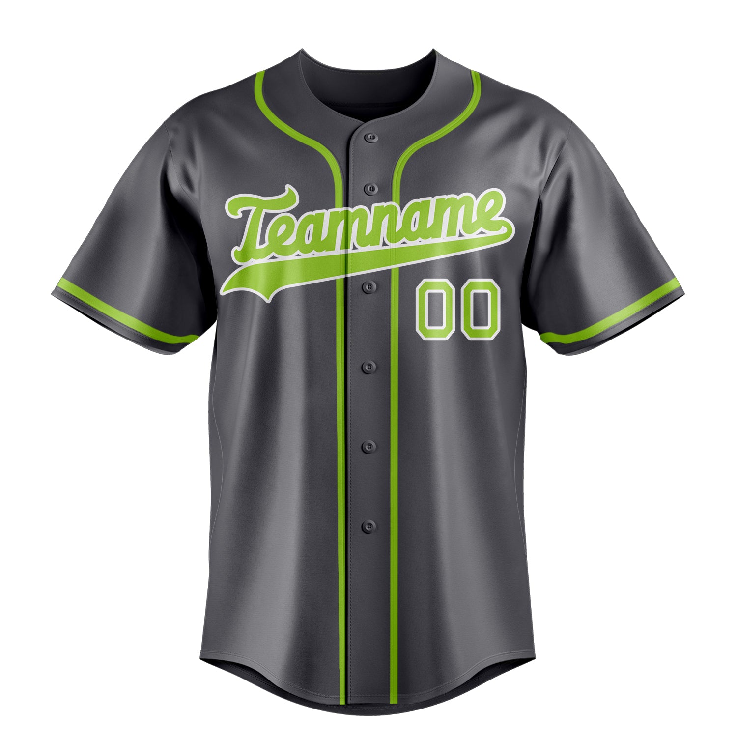 Custom Steel Gray & Neon Green Color Fan Baseball Jersey