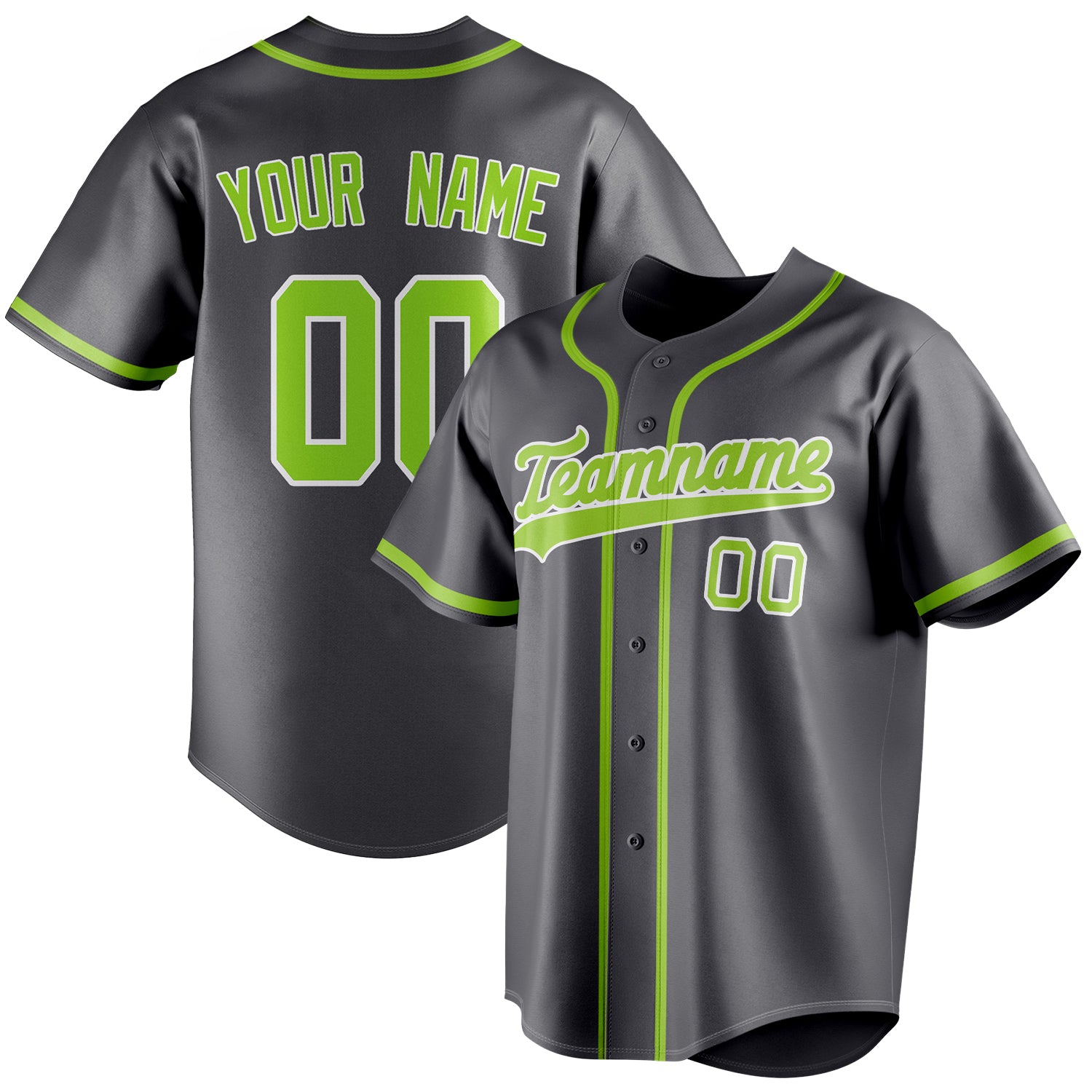 Custom Steel Gray & Neon Green Color Fan Baseball Jersey BB01240530CK289