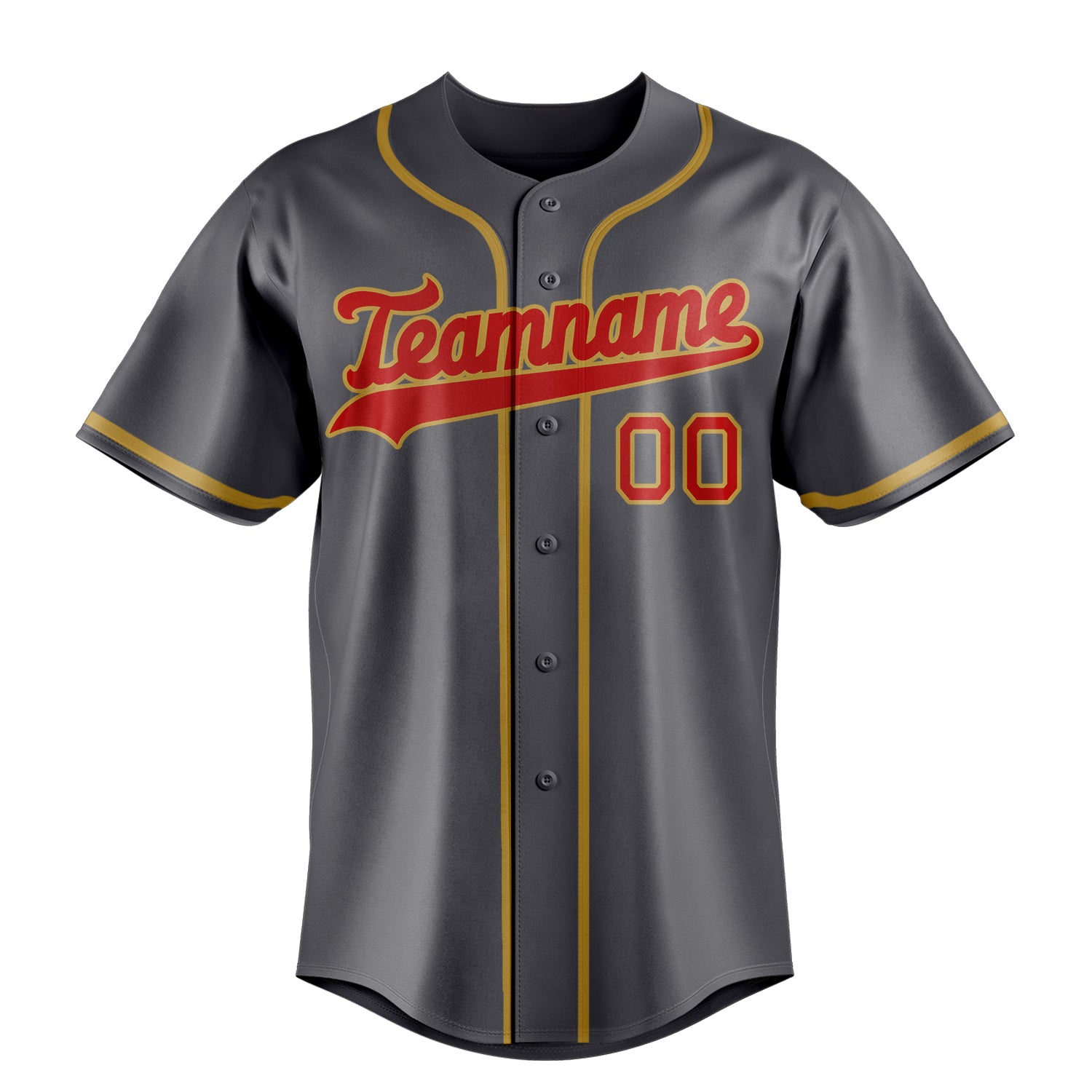 Custom Steel Gray & Red Color Fan Baseball Jersey