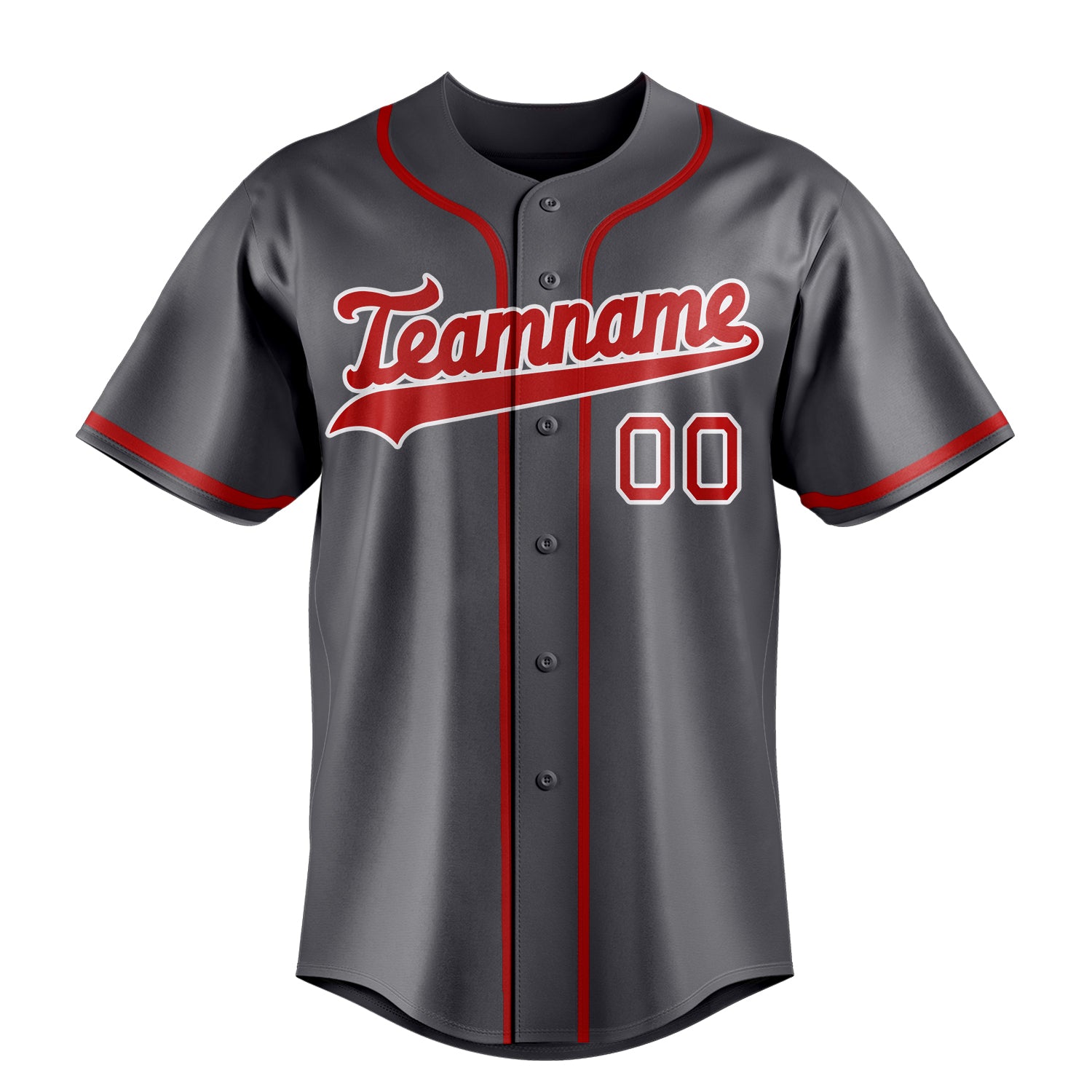 Custom Steel Gray & Red Color Fan Baseball Jersey