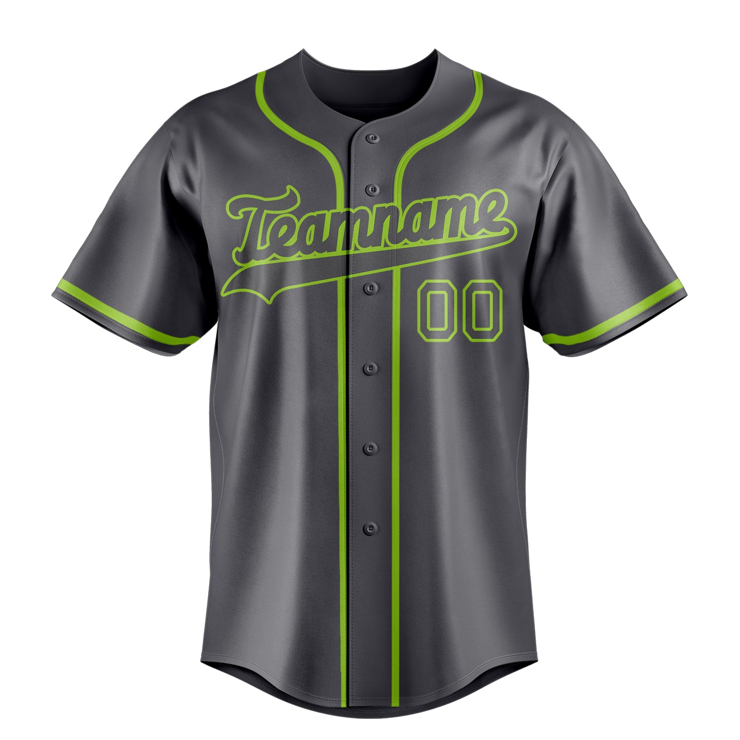 Custom Steel Gray & Neon Green Color Fan Baseball Jersey