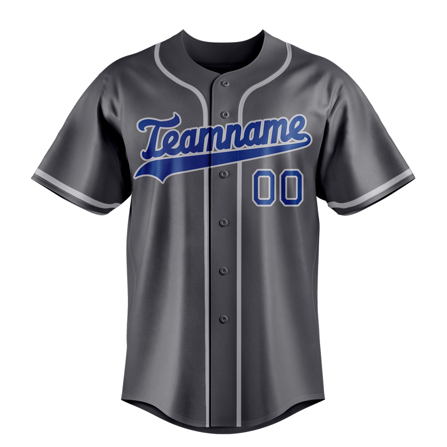 Custom Steel Gray & Royal Color Fan Baseball Jersey