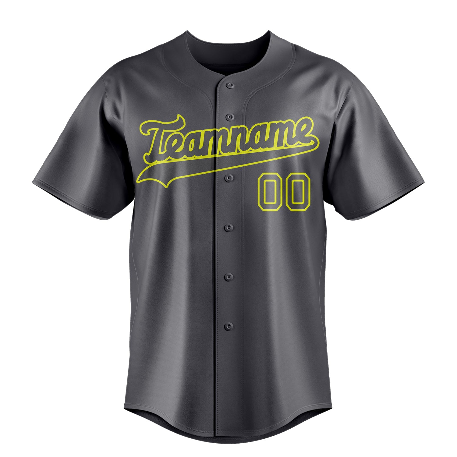 Custom Steel Gray & Neon Yellow Color Fan Baseball Jersey
