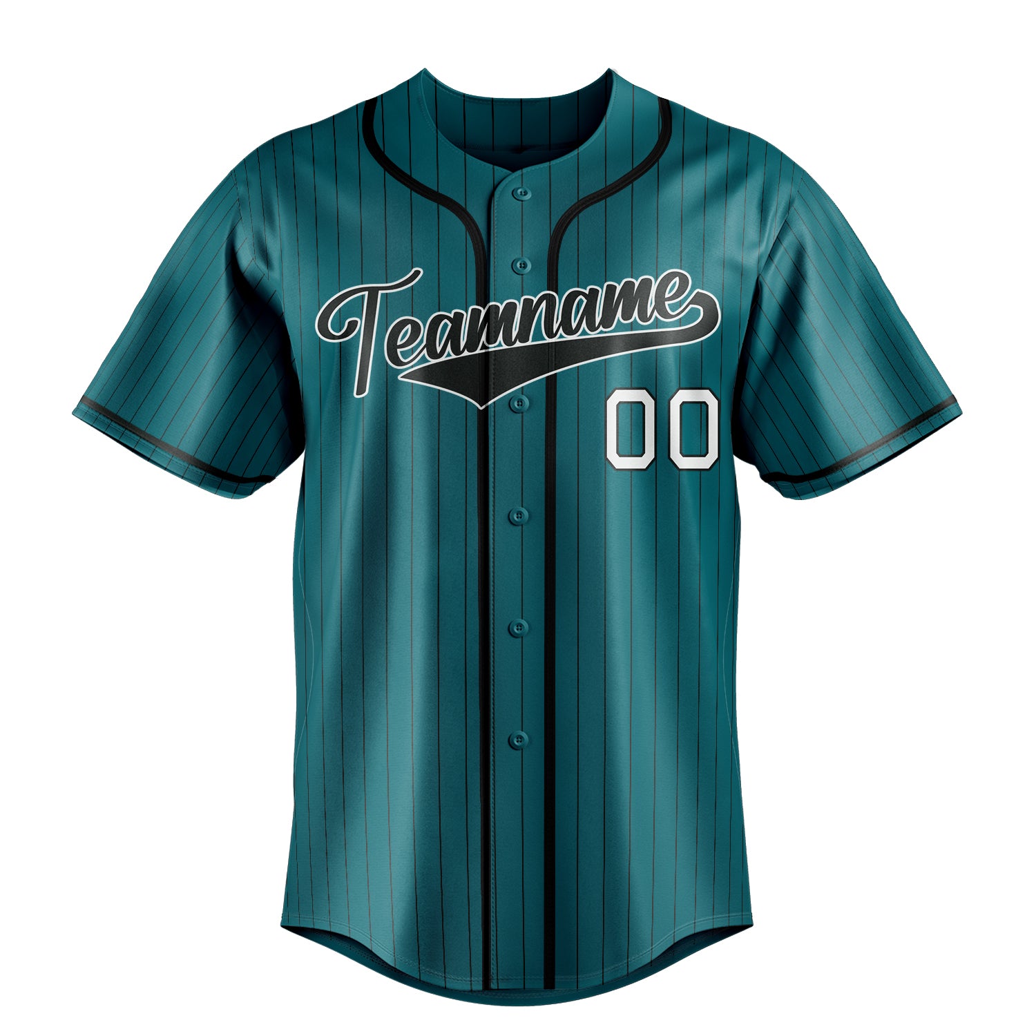 Custom Teal & Black Black Pinstripe Fan Baseball Jersey