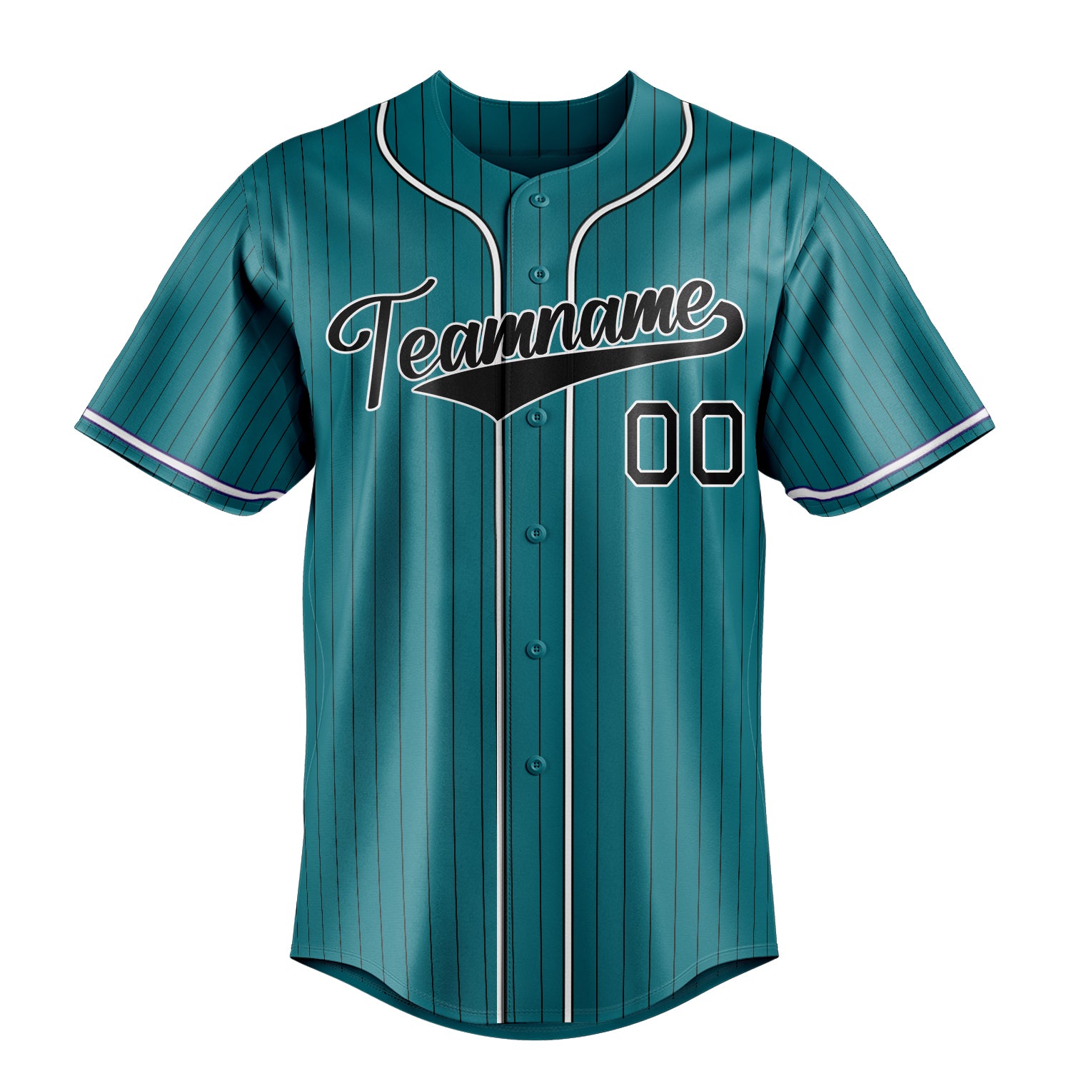 Custom Teal & Black Black Pinstripe Fan Baseball Jersey