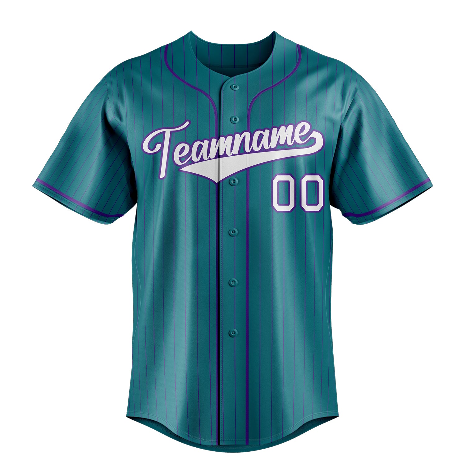 Custom Teal & White Purple Pinstripe Fan Baseball Jersey
