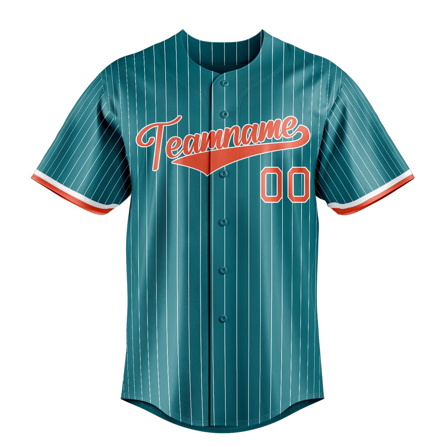 Custom Teal & Orange White Pinstripe Fan Baseball Jersey
