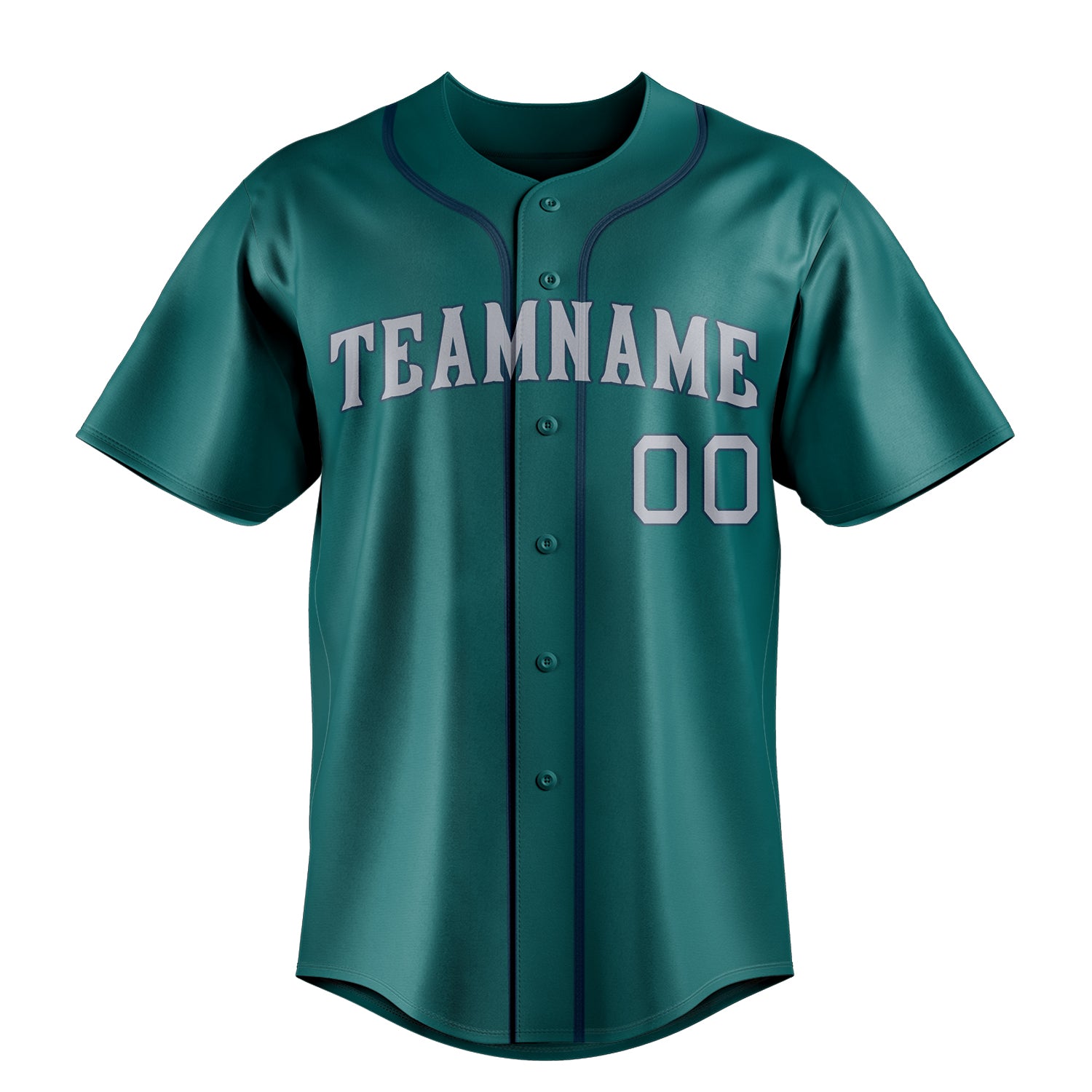 Custom Teal & Gray Color Fan Baseball Jersey